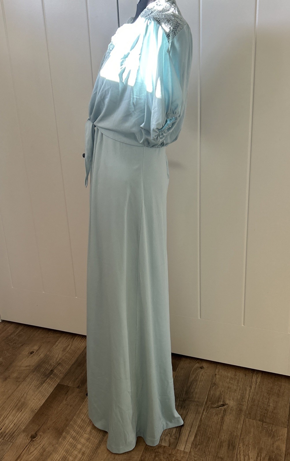 Vintage 1970’s Vicky Vaughn Blue Spaghetti Strap Dress With Waist Tie Jacket