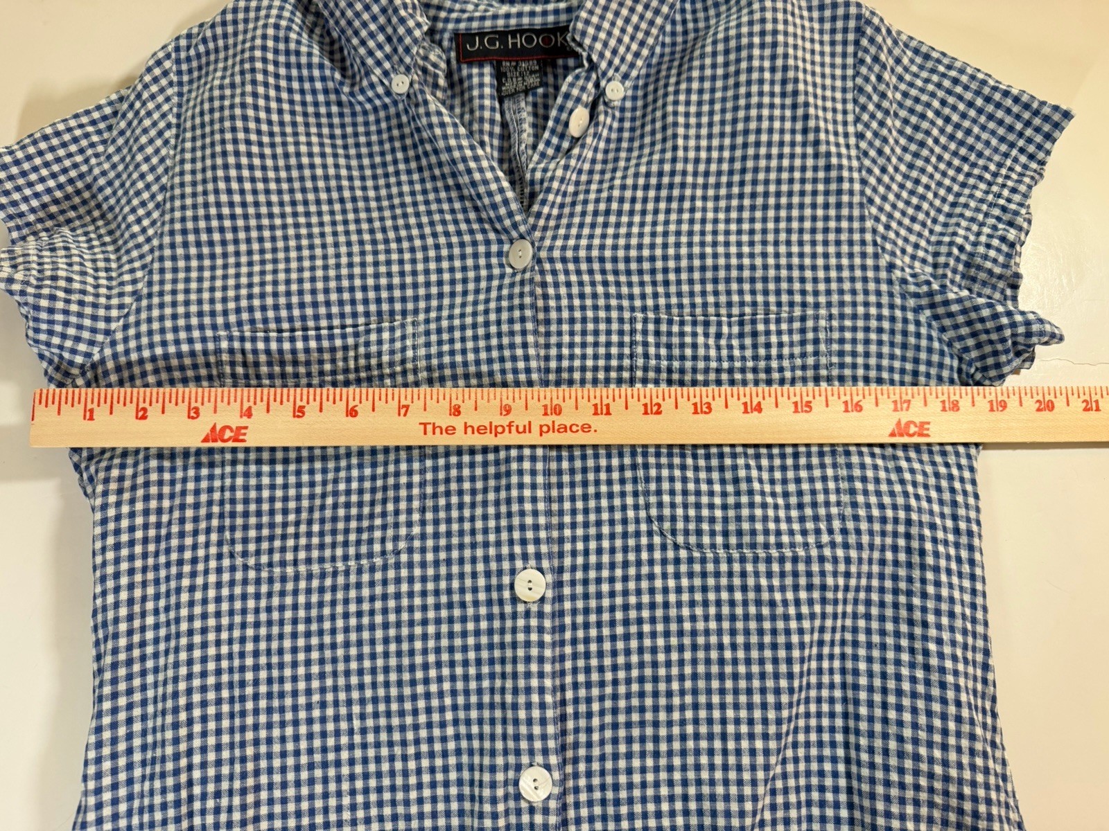 Vintage 80s JG Hook blue white gingham seersucker midi dress button 12 preppy
