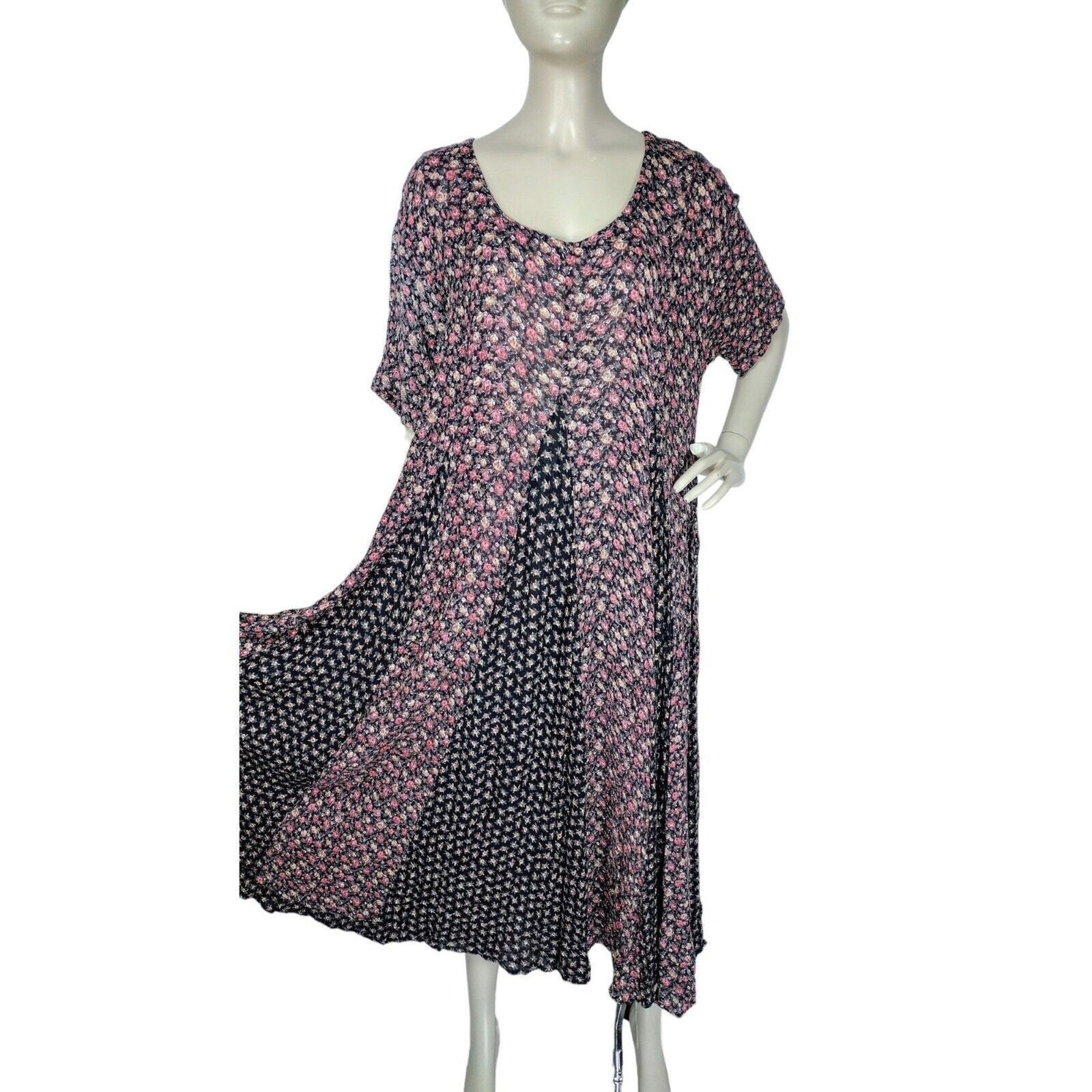 VTG 90s Nostalgia Grunge Prairie Boho Cottagecore Calico Floral Paneled Dress