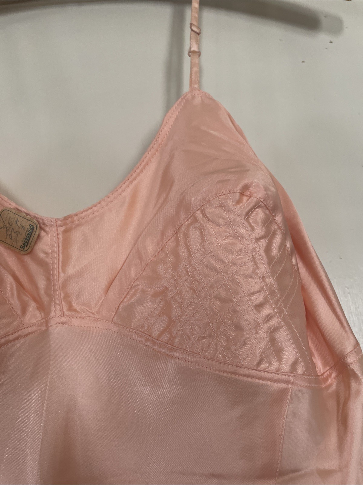 Vintage NOS 1940s Uni-Slip Pink Full Slip Dress Sz 38 W/Tags USA Pointy Bra