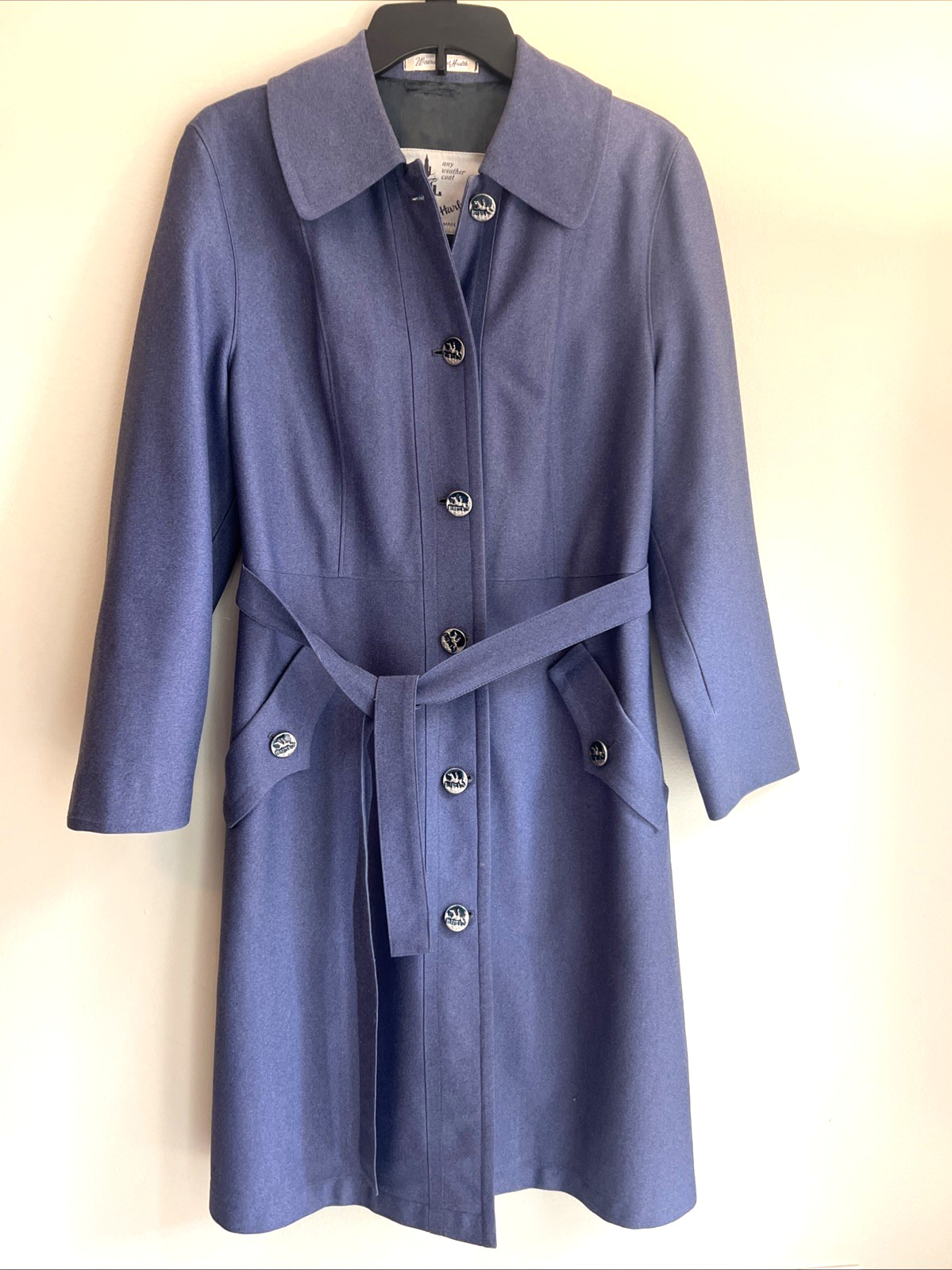 Vintage Misty Harbor Women&rsquo;s Purple Trench Coat Size 12 Raschell Warp Knit