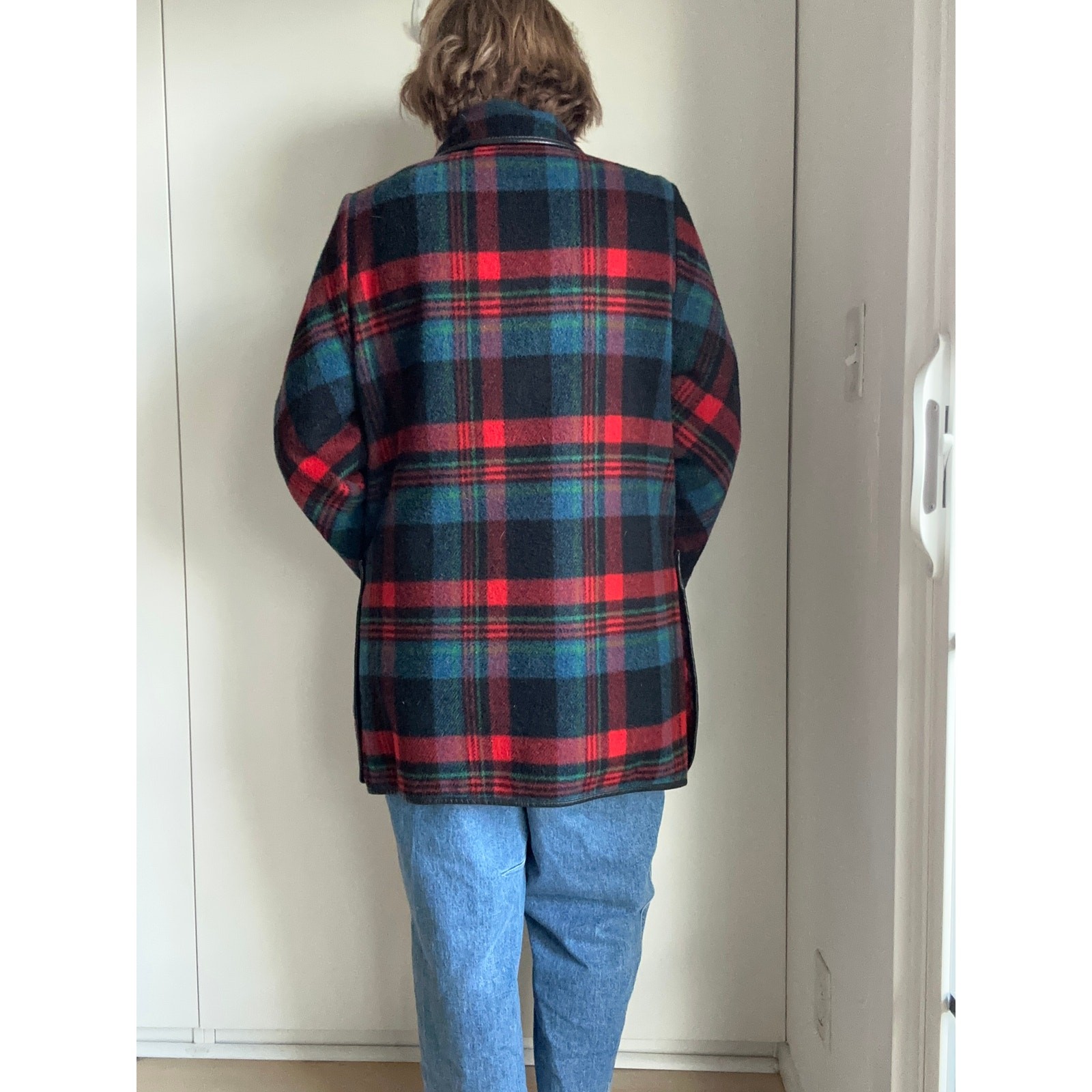 Womens Wool Plaid Coat M Made USA Equestrian Country Side Classic Mod Preppy