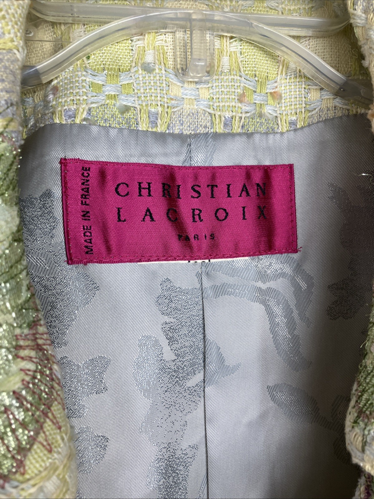 36 Vintage 1990s Christian Lacroix Embroidered Tweed Skirt Suit Point Collar
