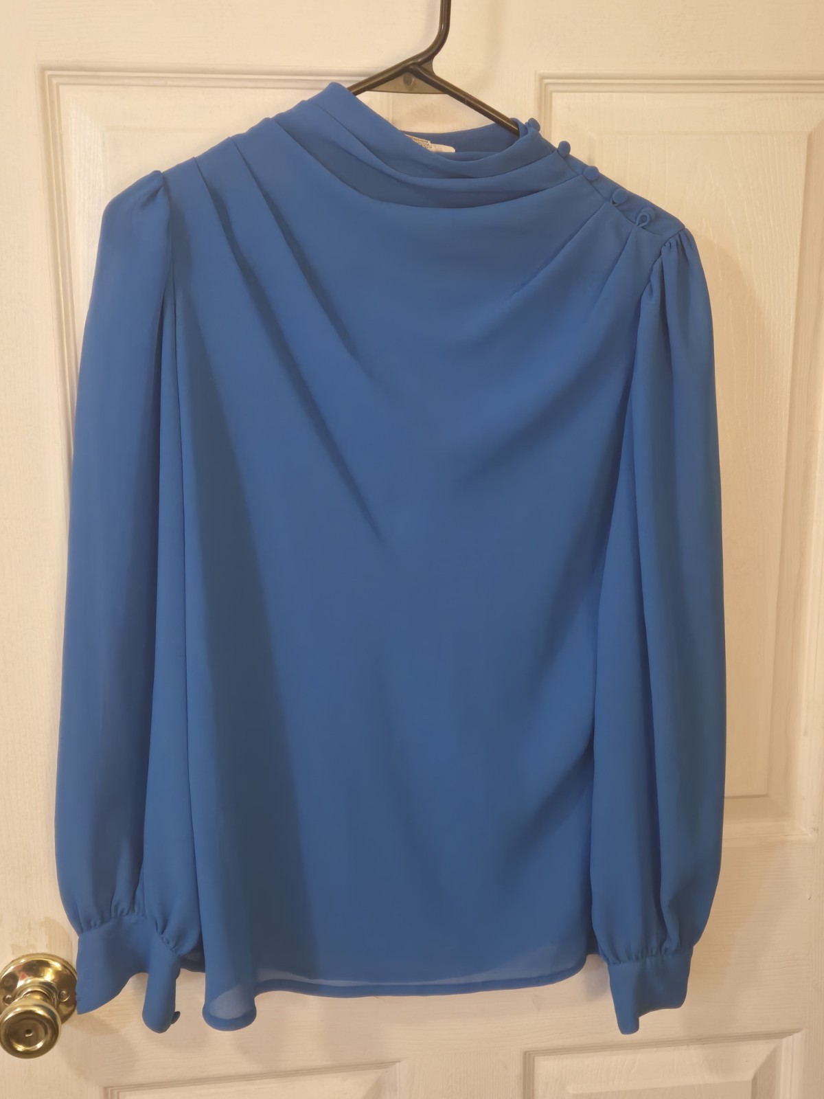 BEAUTIFUL VINTAGE LLOYD WILLIAMS LONG SLEEVED BLUE BLOUSE SIZE 4