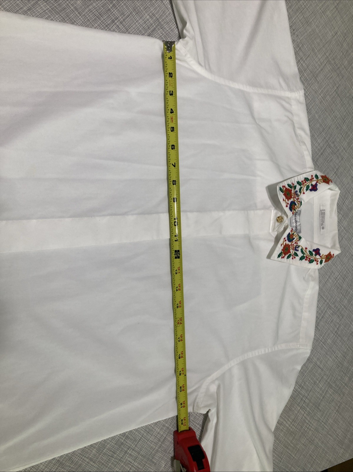 VTG 80s 90s Jacobsons White Embroidered Collar Blouse Christmas Floral Secretary