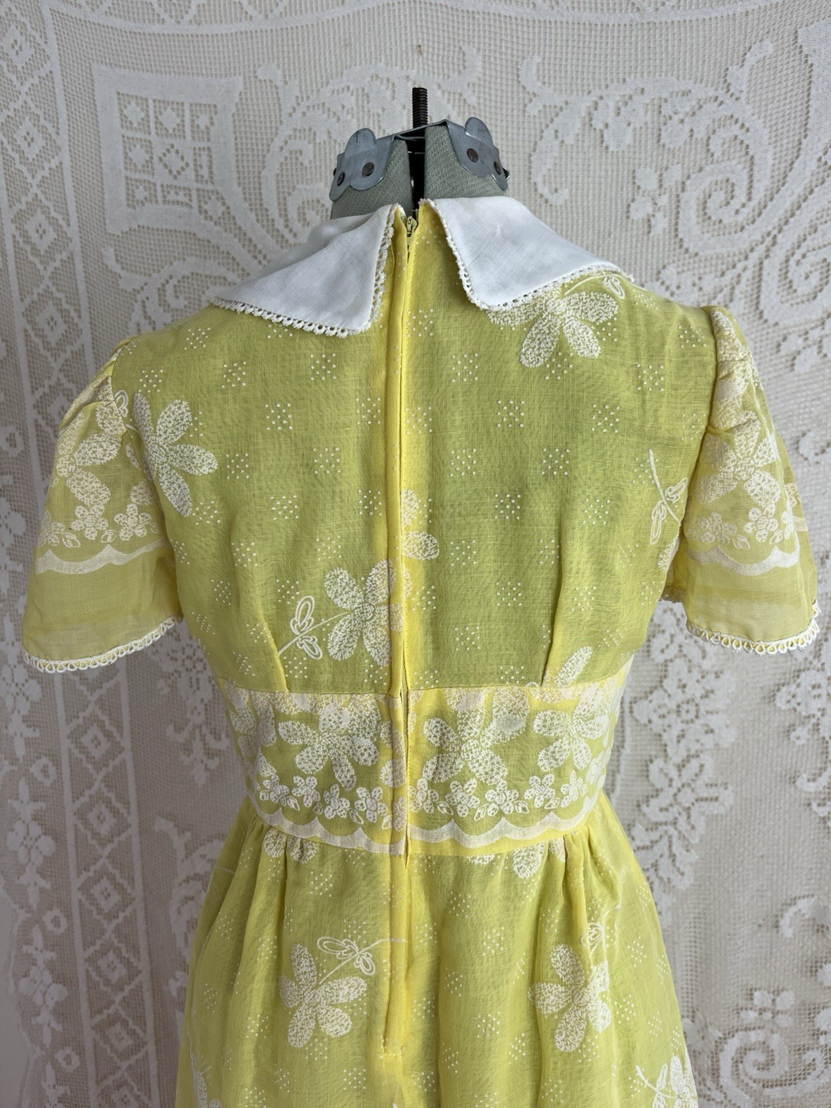 Vintage 1960s 1970s Peggy Barker Yellow Floral Shirt Dress Maxi Mod 60s 70s