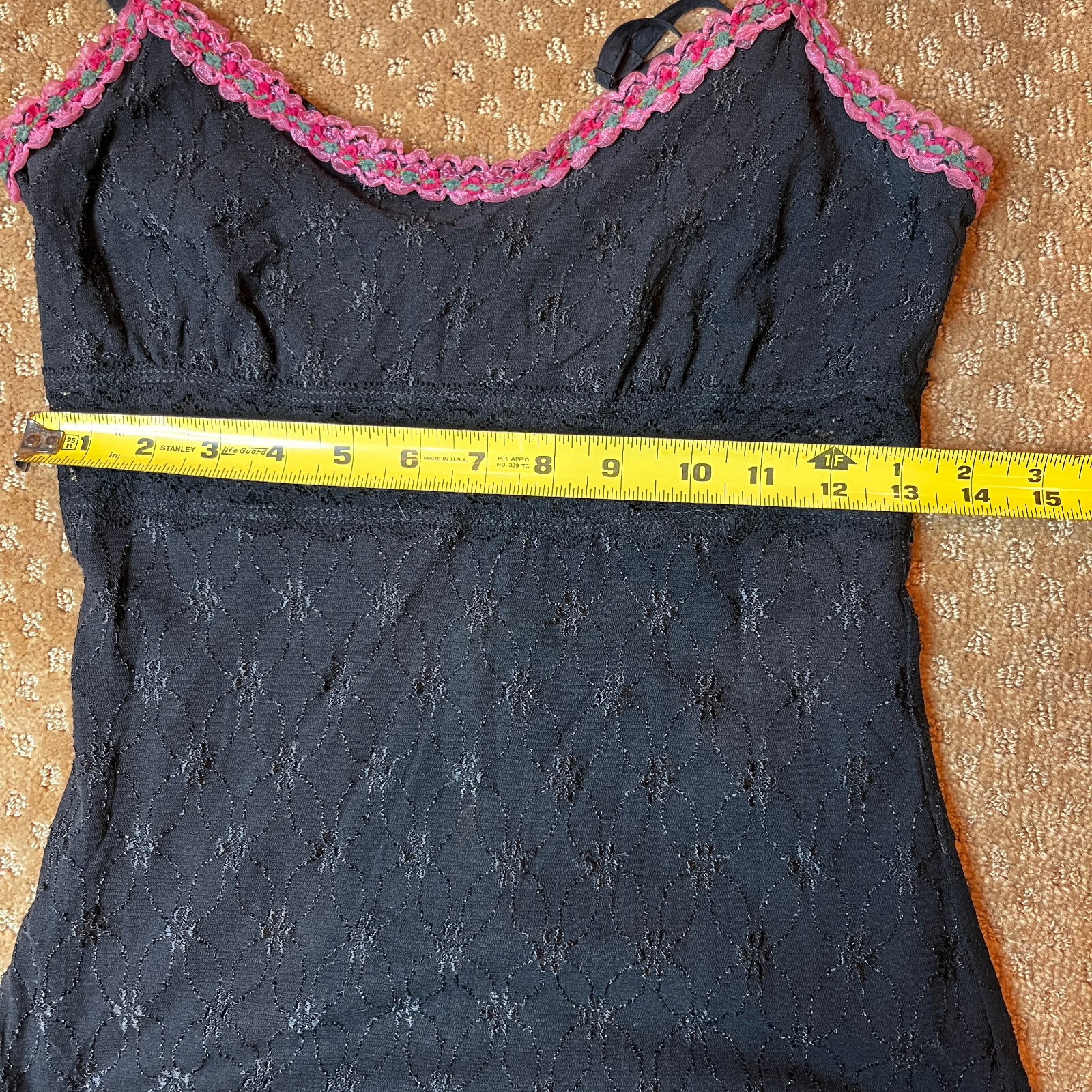 2000 Betsey Johnson Rosette Swiss Dot Daisy Dress Y2K Slipdress Gothic Grunge