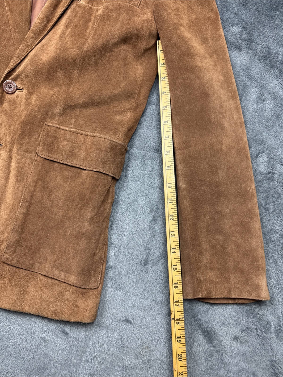 Vintage Wilsons Brown Suede Leather Jacket Button Men Size 38 Chest – Small
