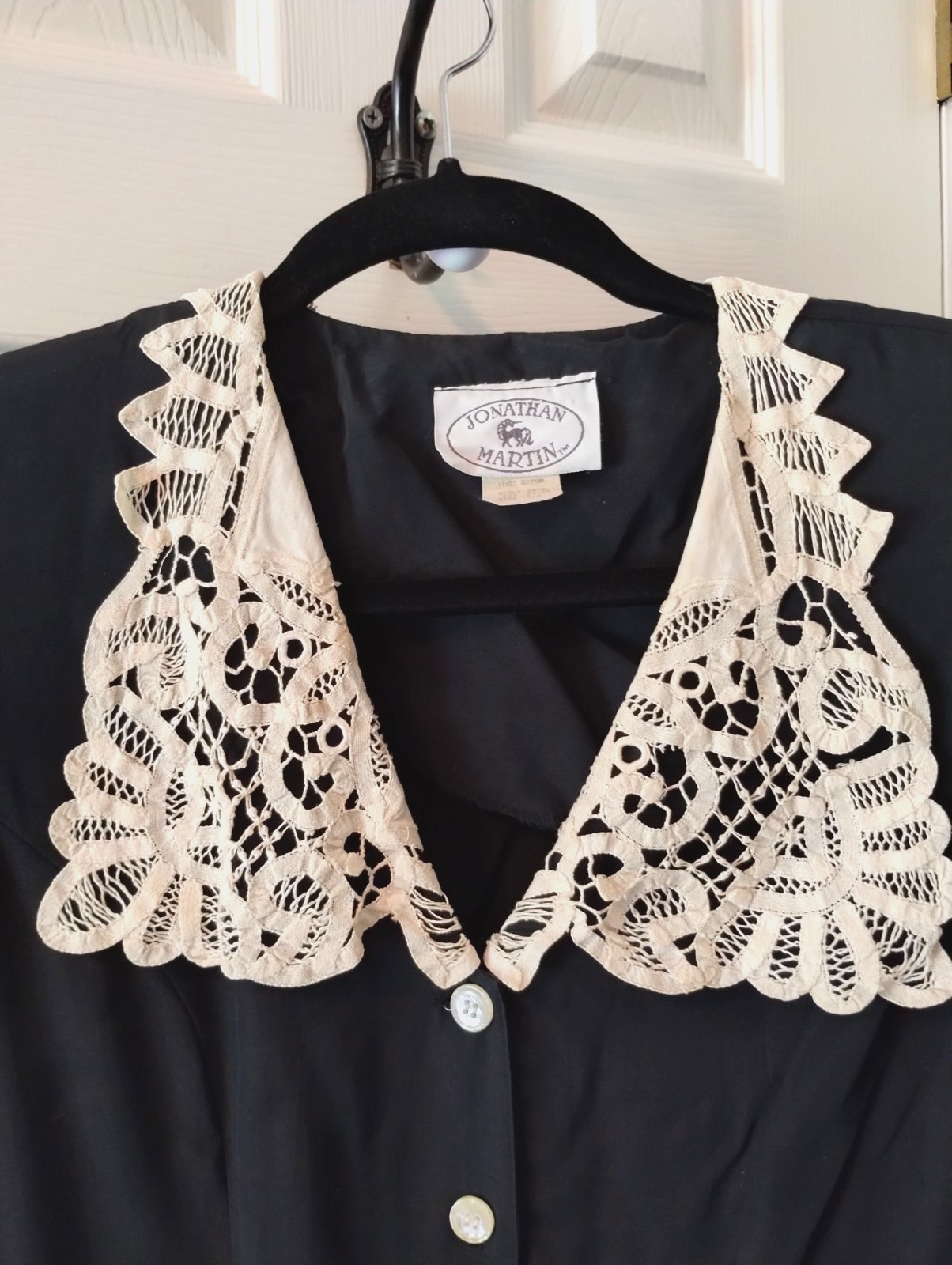 Vintage Classic Style JONATHAN MARTIN DRESS Lace Collar Sash Belt Size 5/6 USA