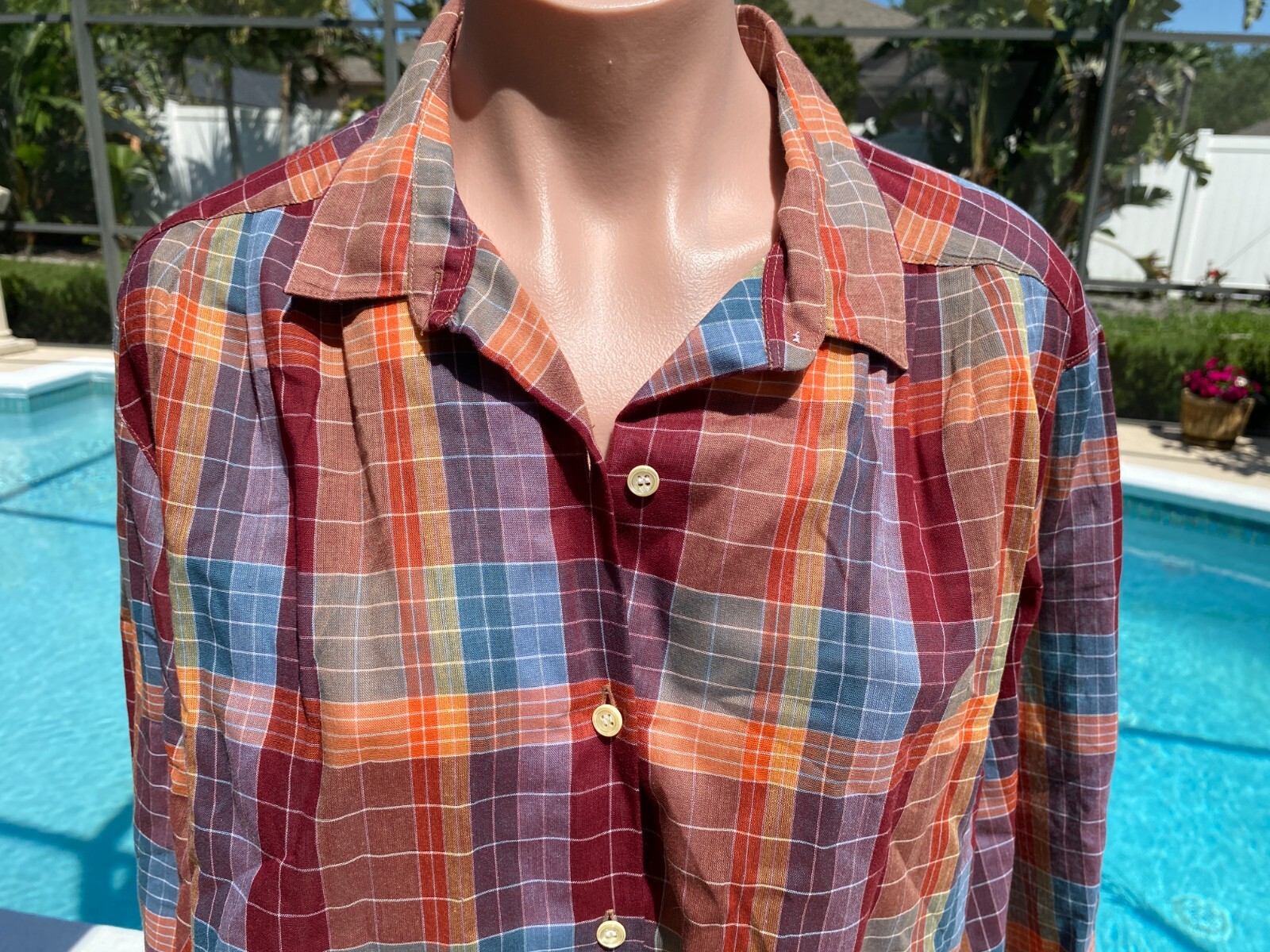 Vintage Levi&rsquo;s Plaid Sheer Long Sleeve Shirt Womens size 18 XL EUC Western