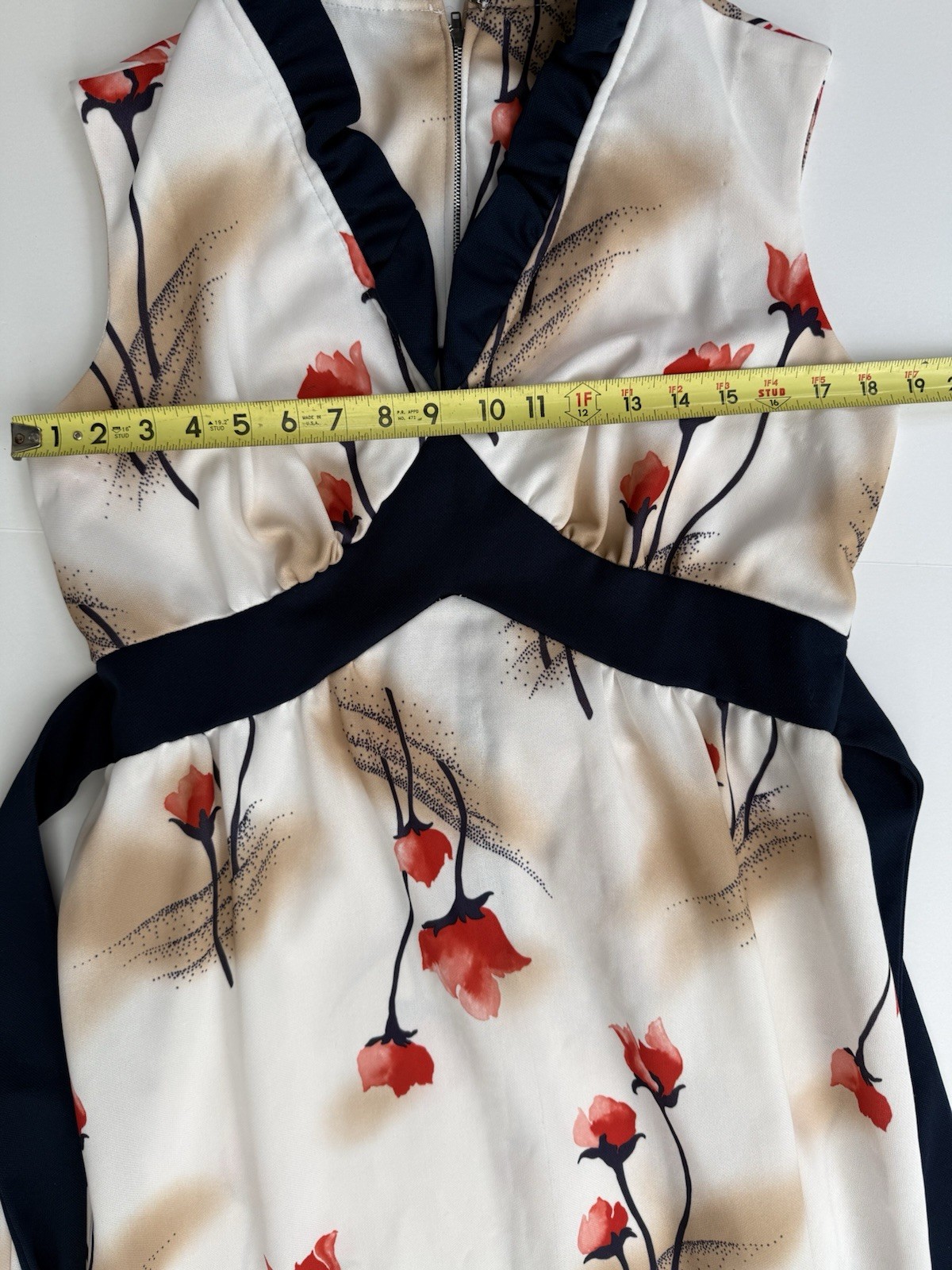 Vintage 60s 70s Empire Waist Floral Maxi Dress Rare Large Size
