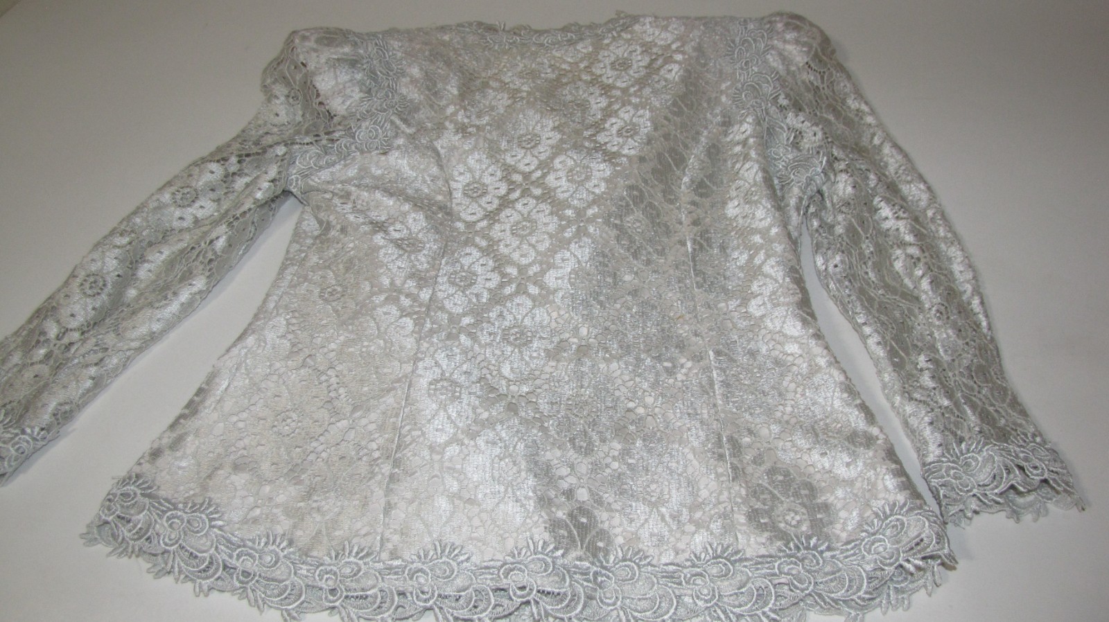 Vtg 80&rsquo;s Cachet 2 Pc.Set Jacket + Maxi Skirt Pale-aqua Lace Lined Women&rsquo;s 9/10