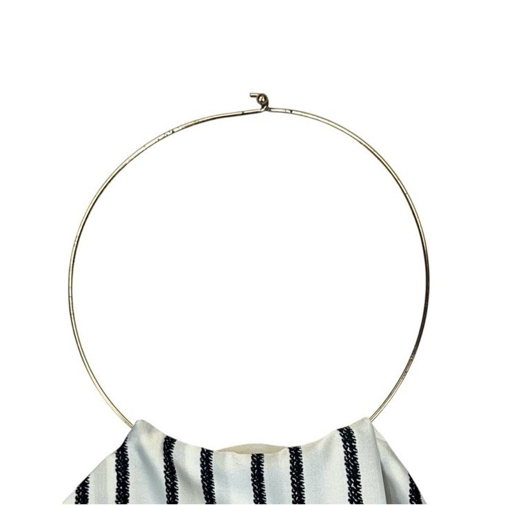 Halston Halter Top Black White Stripe Asymmetric Diagonal Panel Old Money XS