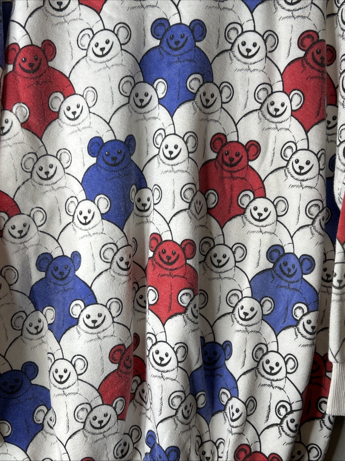 Vintage One Step Up White Sweatshirt with Red, White, and Blue Bears One Size