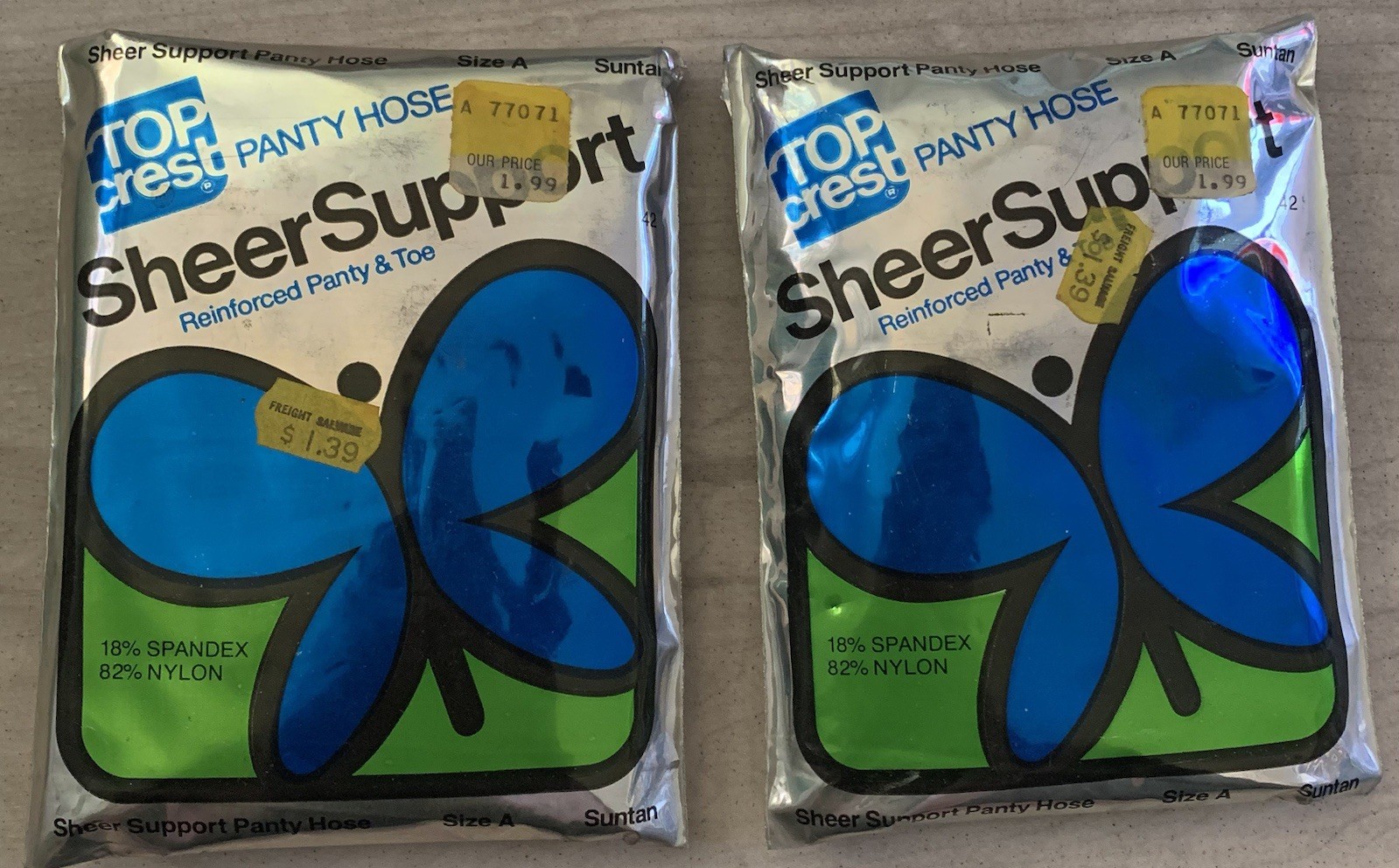 Vtg Top Crest Pantyhose Sheer Support Suntan Sz A Lot Of 2