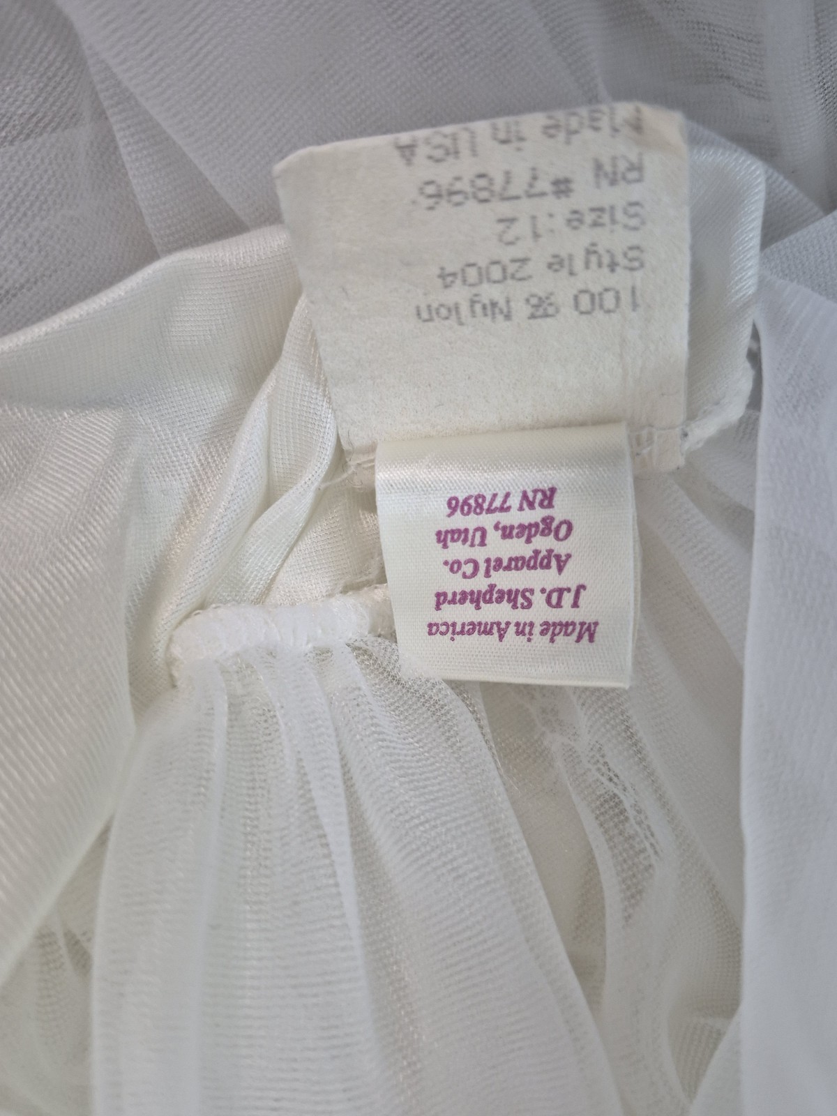 Vintage Authentic Q&rsquo;ute American-Made Petticoat Slip – Tiered Tulle & Lace( S)