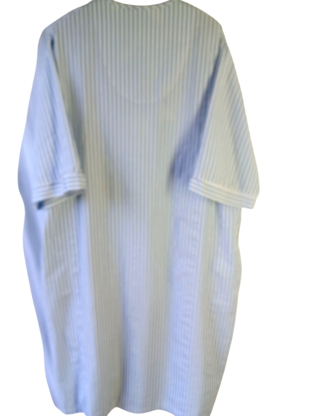 Vintage Collections Blue White Striped Seersucker House Dress Robe Size XXXL 3Xl