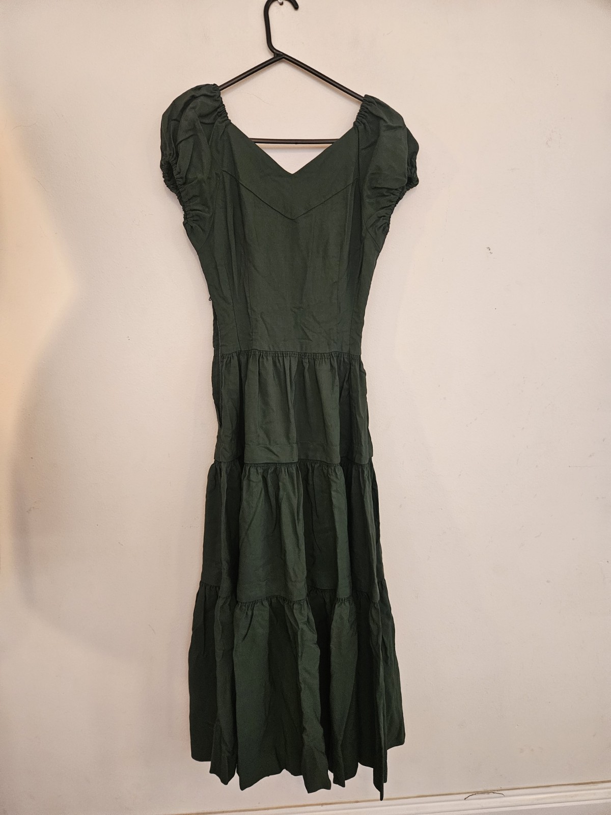 Vintage Authentic Victorian Edwardian Forest Green Dress Size XS-S