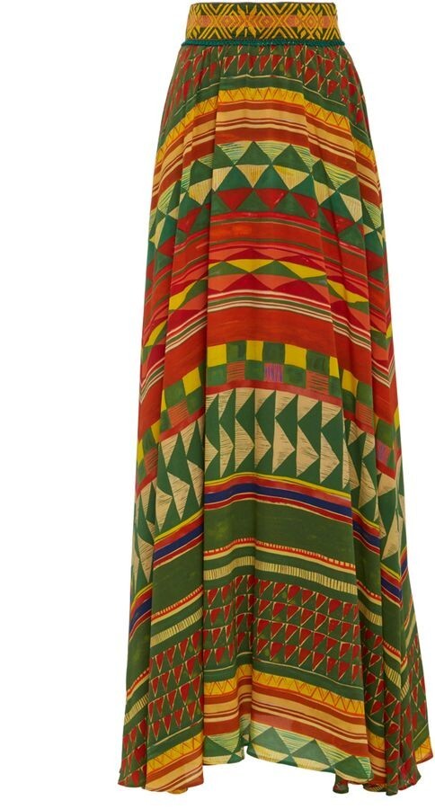 NWOT Stella Jean Geometric Pattern Orange Green Skirt Size 40 IT Small