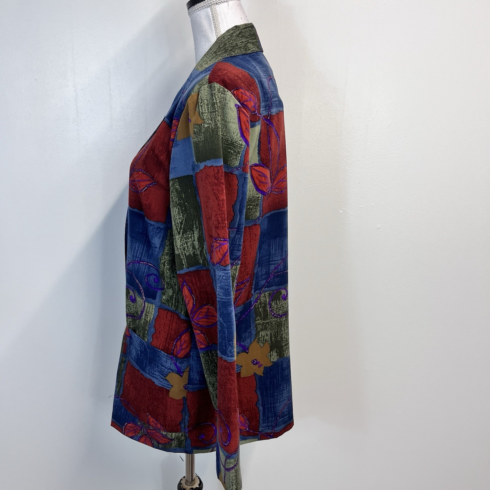 Vintage Peter Popovitch Blazer Jacket size Medium 90&rsquo;s Y2K Artsy Flowers Pockets