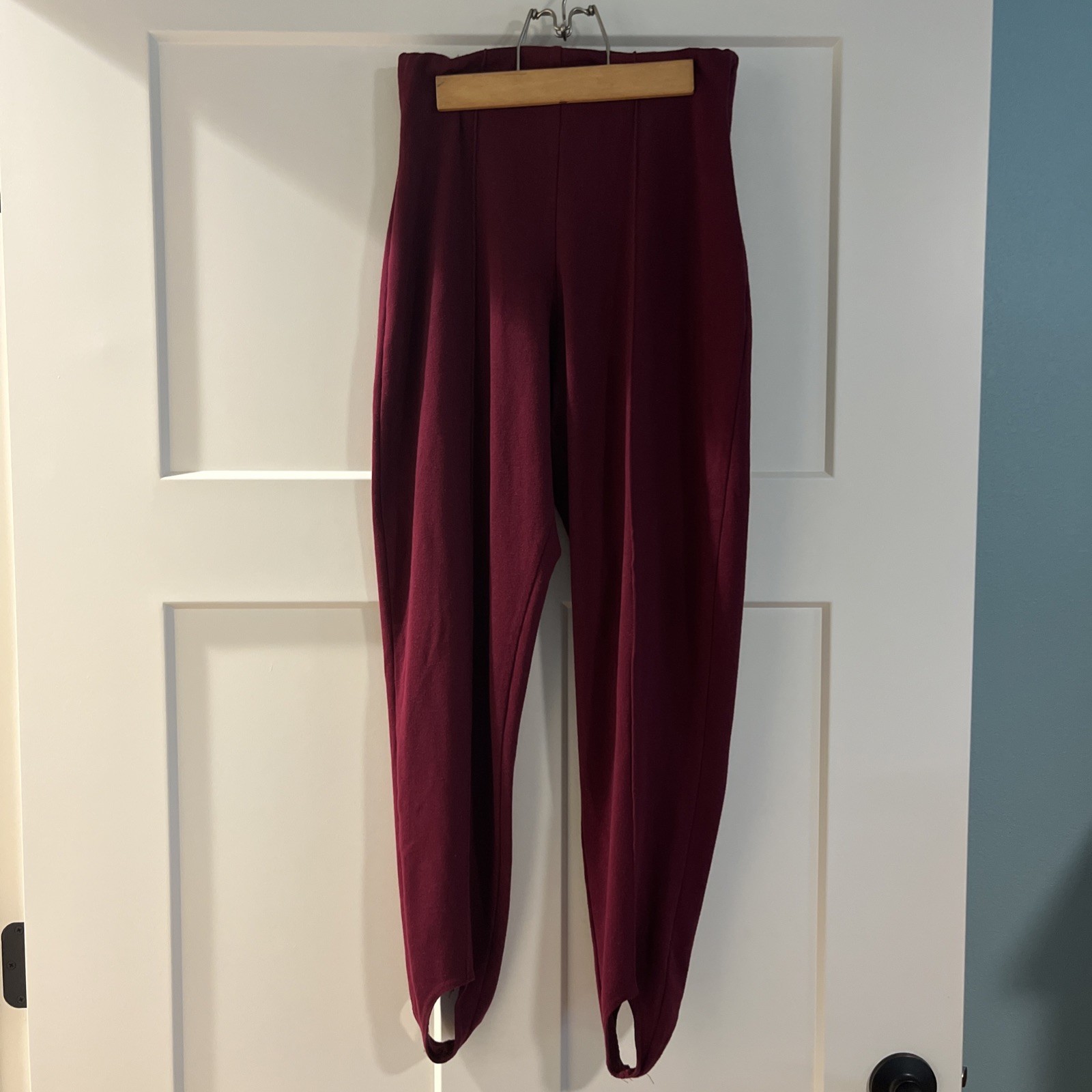 Vintage Burgundy Stretch Stirrup Pants Polyester/cotton/spandex Size Medium