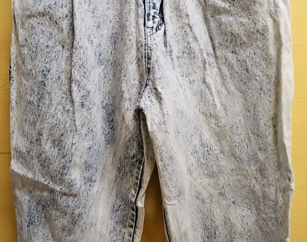 POWER – Acid Washed Tapered Paprr Bag High Waist Jeans, Womens 13/14 FUN & FUNKY
