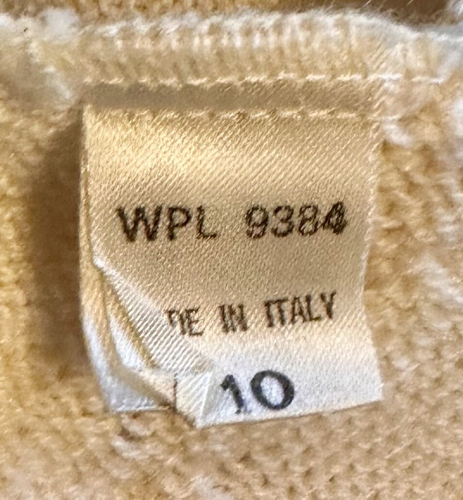 Vintage Francesca Damon Cream SS Sweater Dress Wool Blend Italy 10 Zipper Back