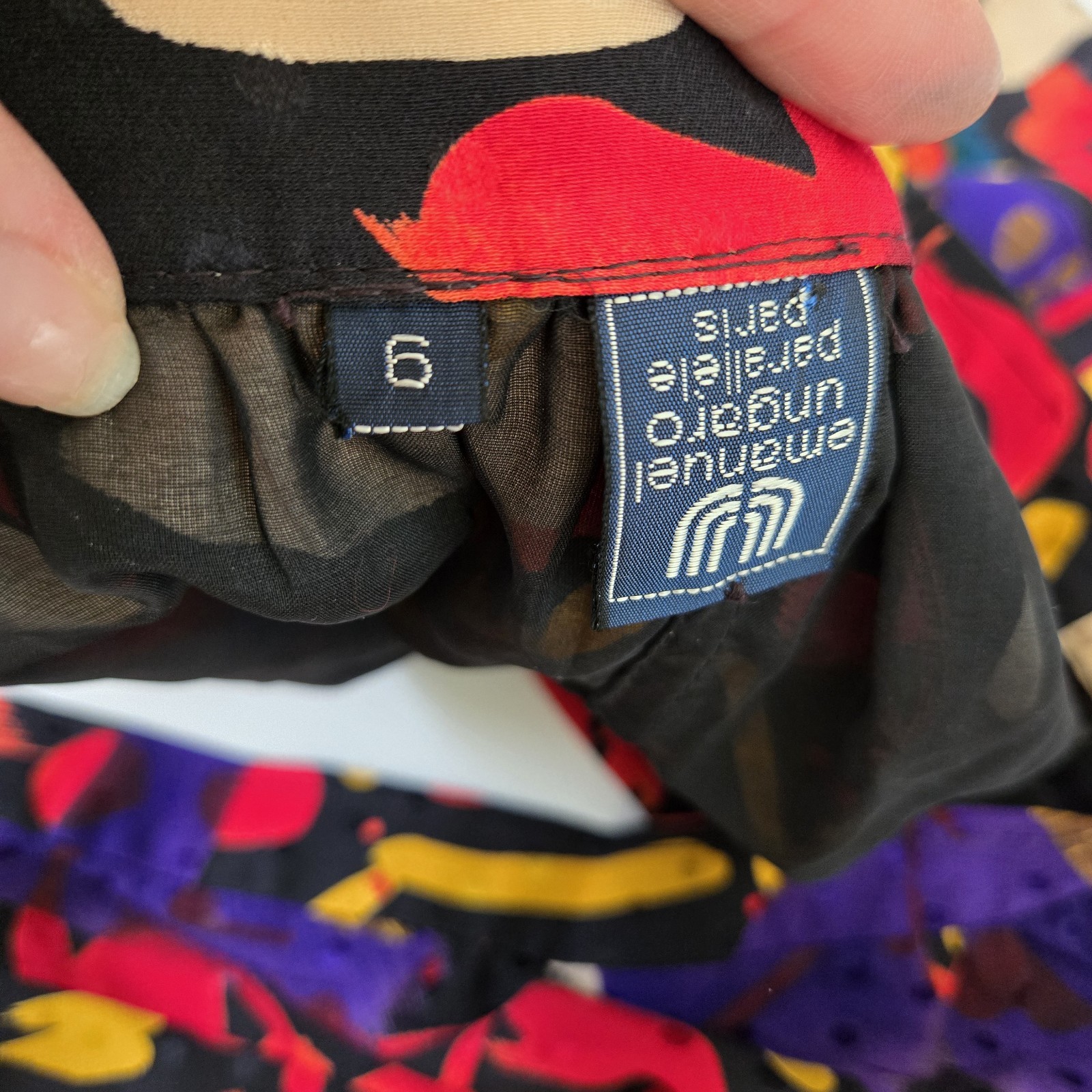 Vtg 1980s Emanuel Ungaro Parallèle Abstract Print Silk Wrap Skirt Sz6 Colorful