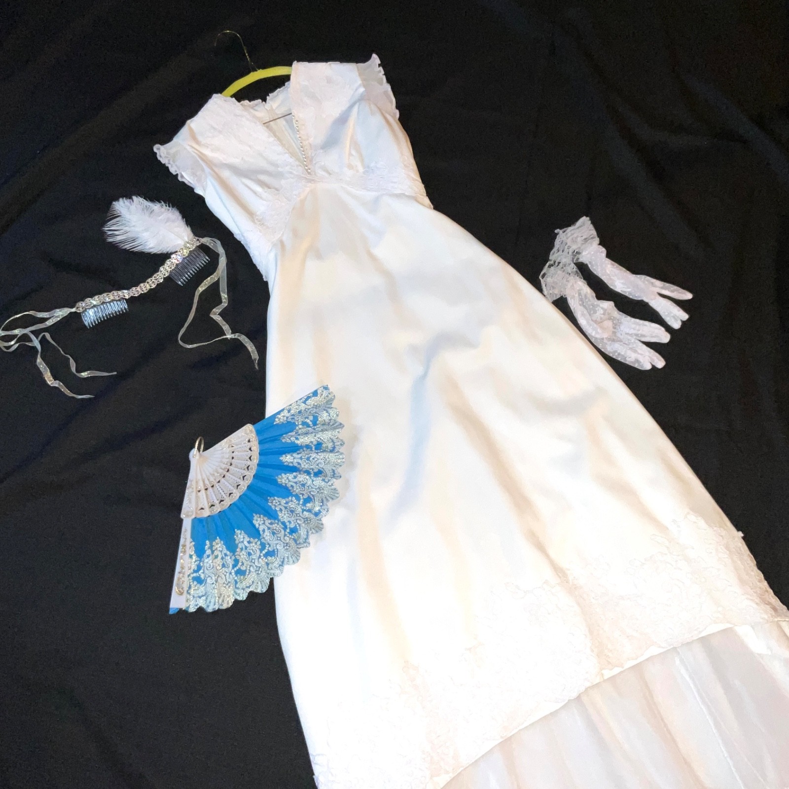 True Vintage 70s wedding dress gown size S regency costume Bridgerton look