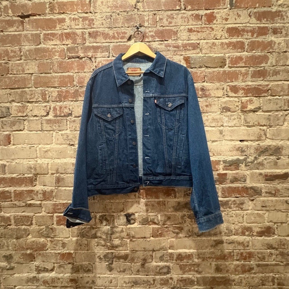 Levi Strauss Co Denim Trucker Jacket Blue Size 46 Womens XL Vintage Made in USA