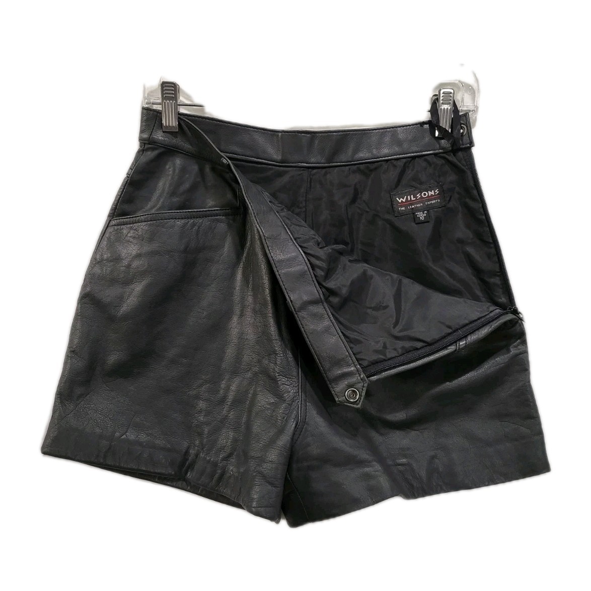 Vintage WILSONS The Leather Experts Womens Soft BLACK LEATHER Shorts size 10