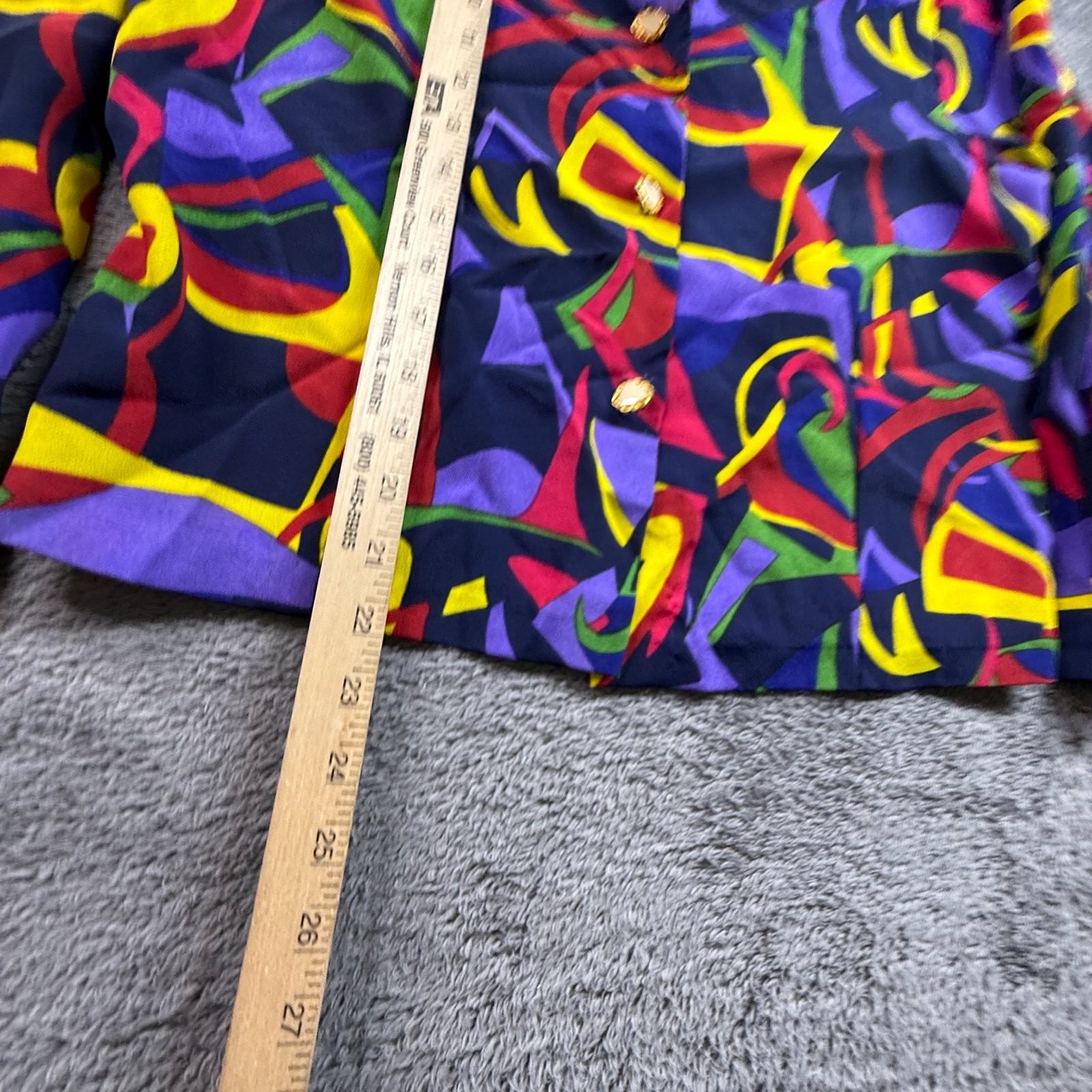 Vintage 80s Womens Abstract Geometric Button Up Jacket Top Art to Wear M