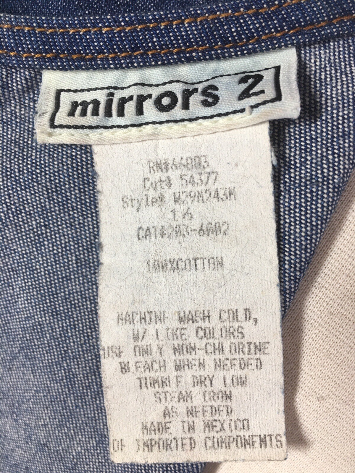 Vintage Mirrors 2 Denim Chambray Maxi Dress Size 16 Back Tie Zipper Short Sleeve