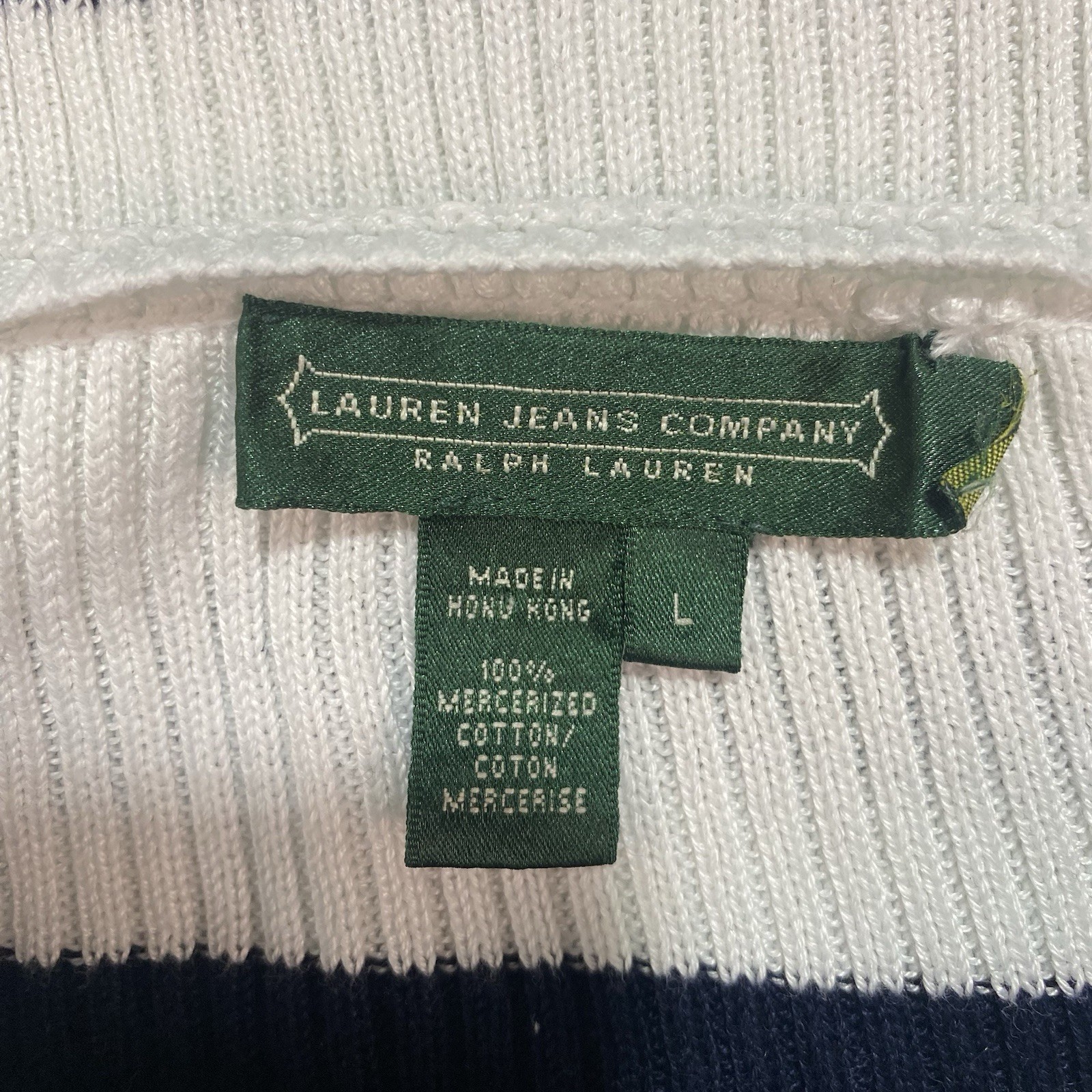 VTG Lauren Ralph Lauren W Large Pullover Knit Mercerized Cotton Sweater Logo