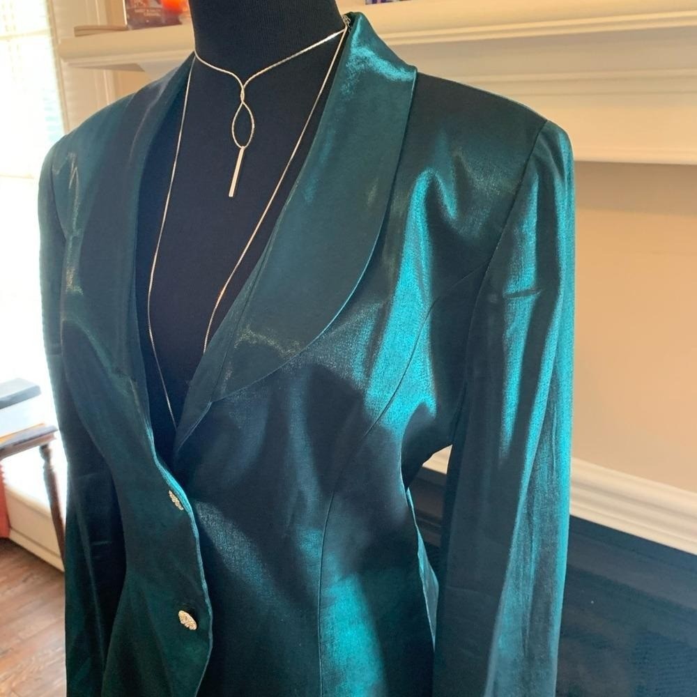 Alex Evenings vintage green emerald 2 piece skirt church wedding suit