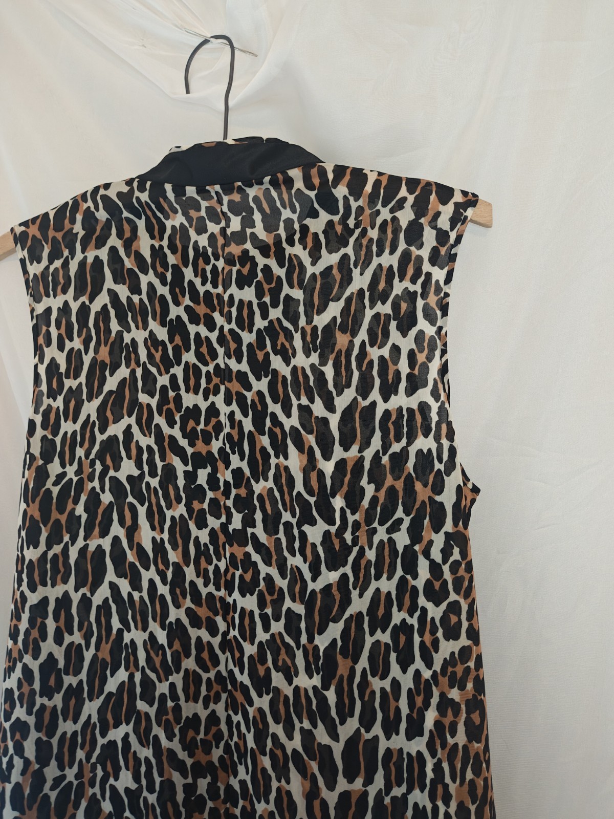 Vtg VANITY FAIR LEOPARD Nightgown Silky NYLON Shift Gown Dress 60s 70s Black S