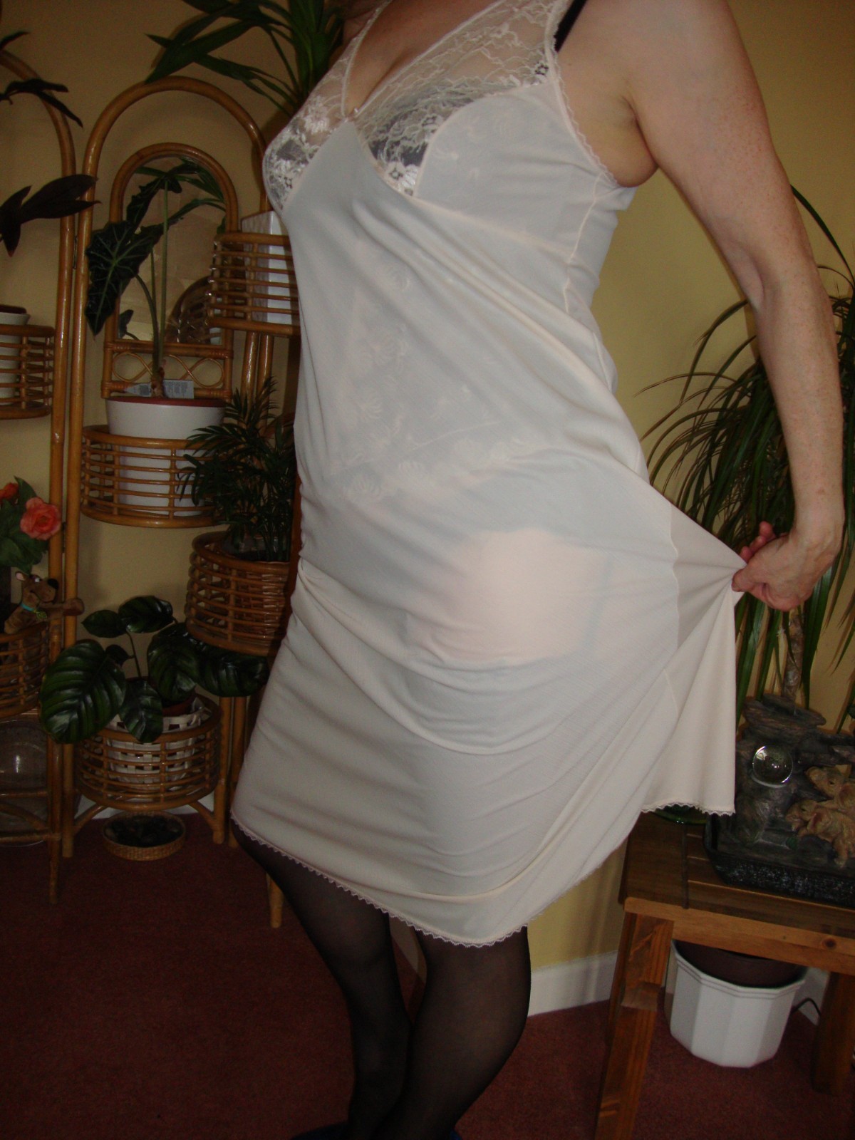 Vtg St Michael White Silky Sheer Nylon & Lace Full Slip Petticoat 14 (EU 42)