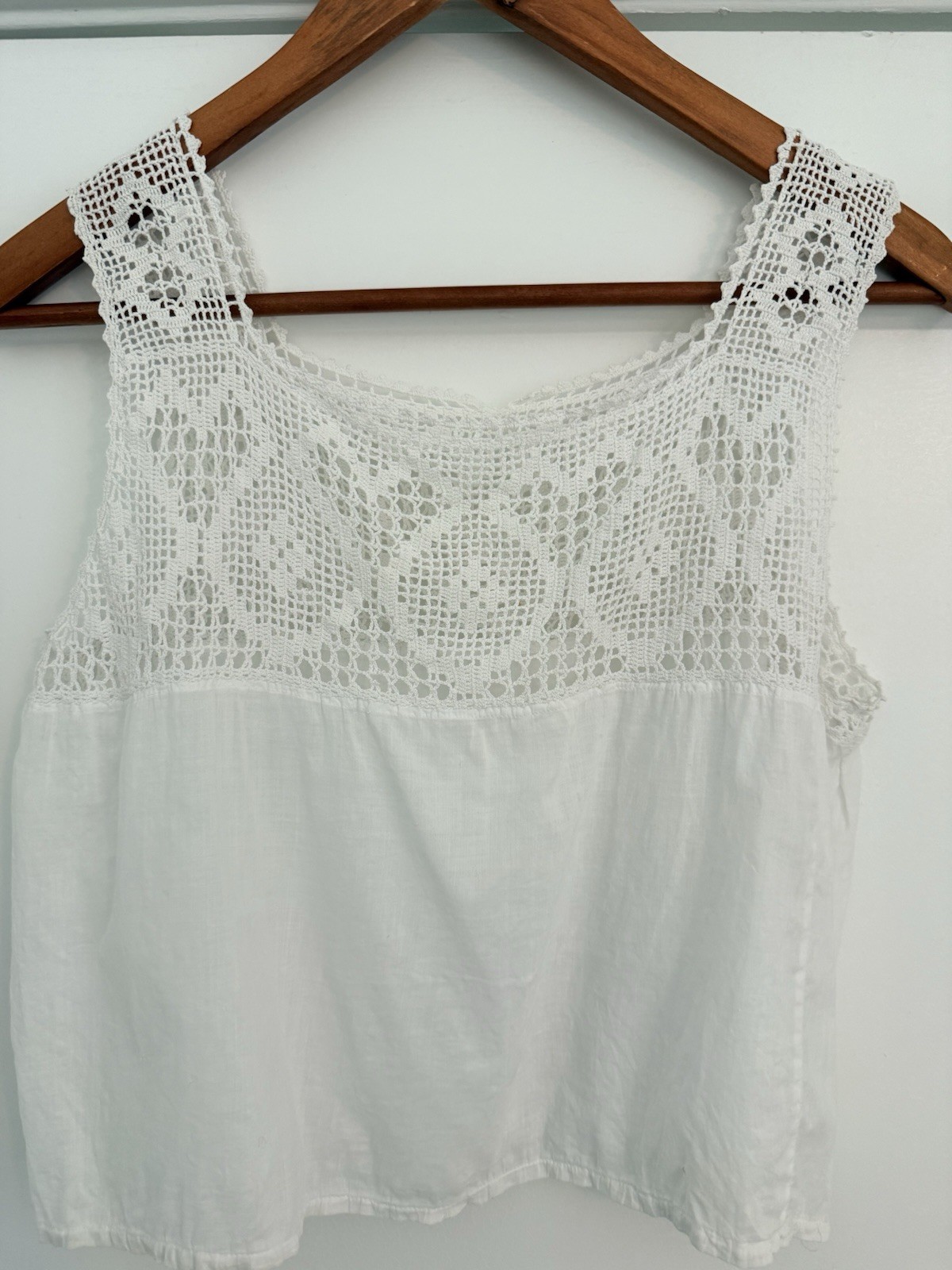Vintage Antique Edwardian Cotton Crochet Boxy Tank Top Western Prairie 1900s