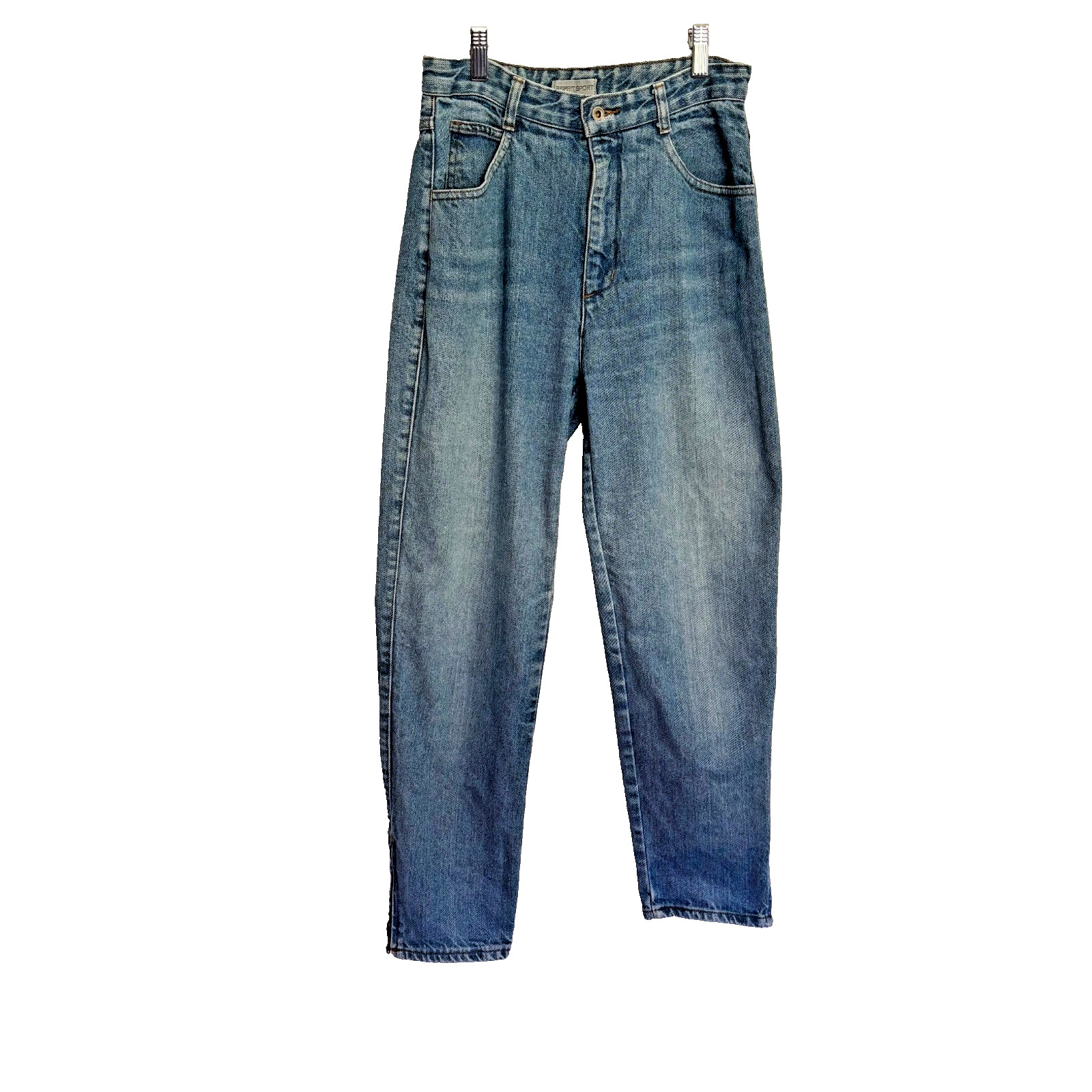 VTG 80s Esprit Sport High Waist Outside Ankle Zip Jeans Made in USA Sz 7 Pegged