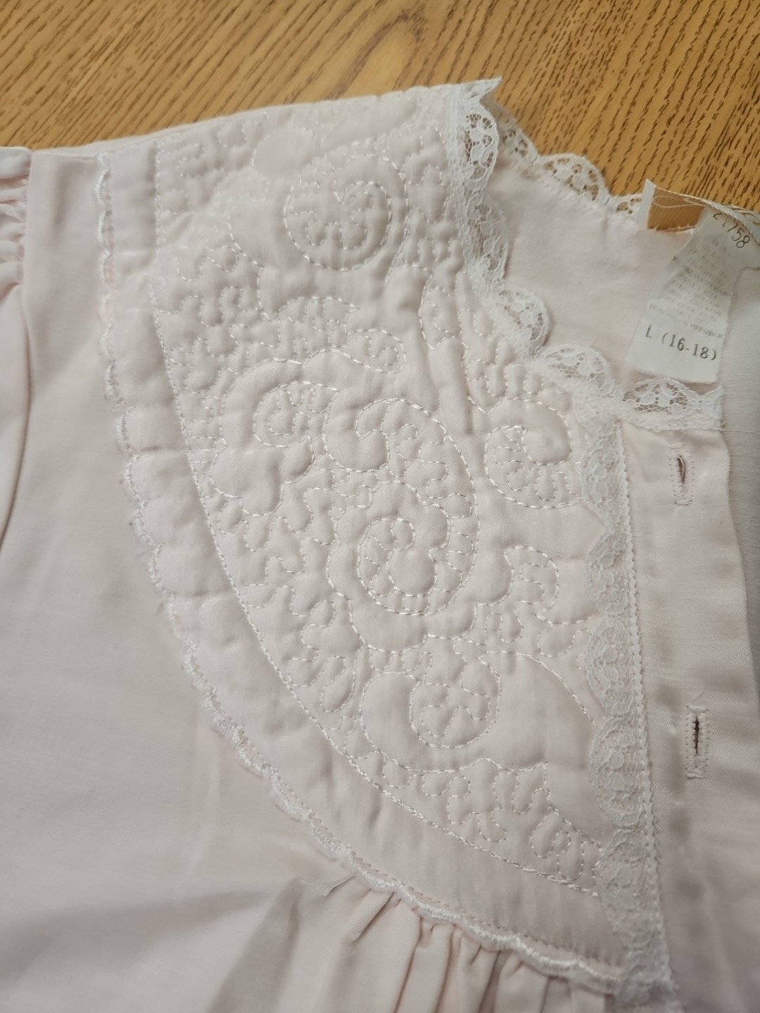 Vintage Cachet Size Large (16-18) Long Pink Embroidered Nightgown