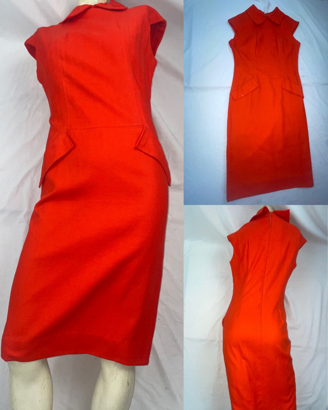 VTG 60S 70S WOMENS S ORANGE DISCO GOGO RETRO COTTON SLEEVELESS DRESS