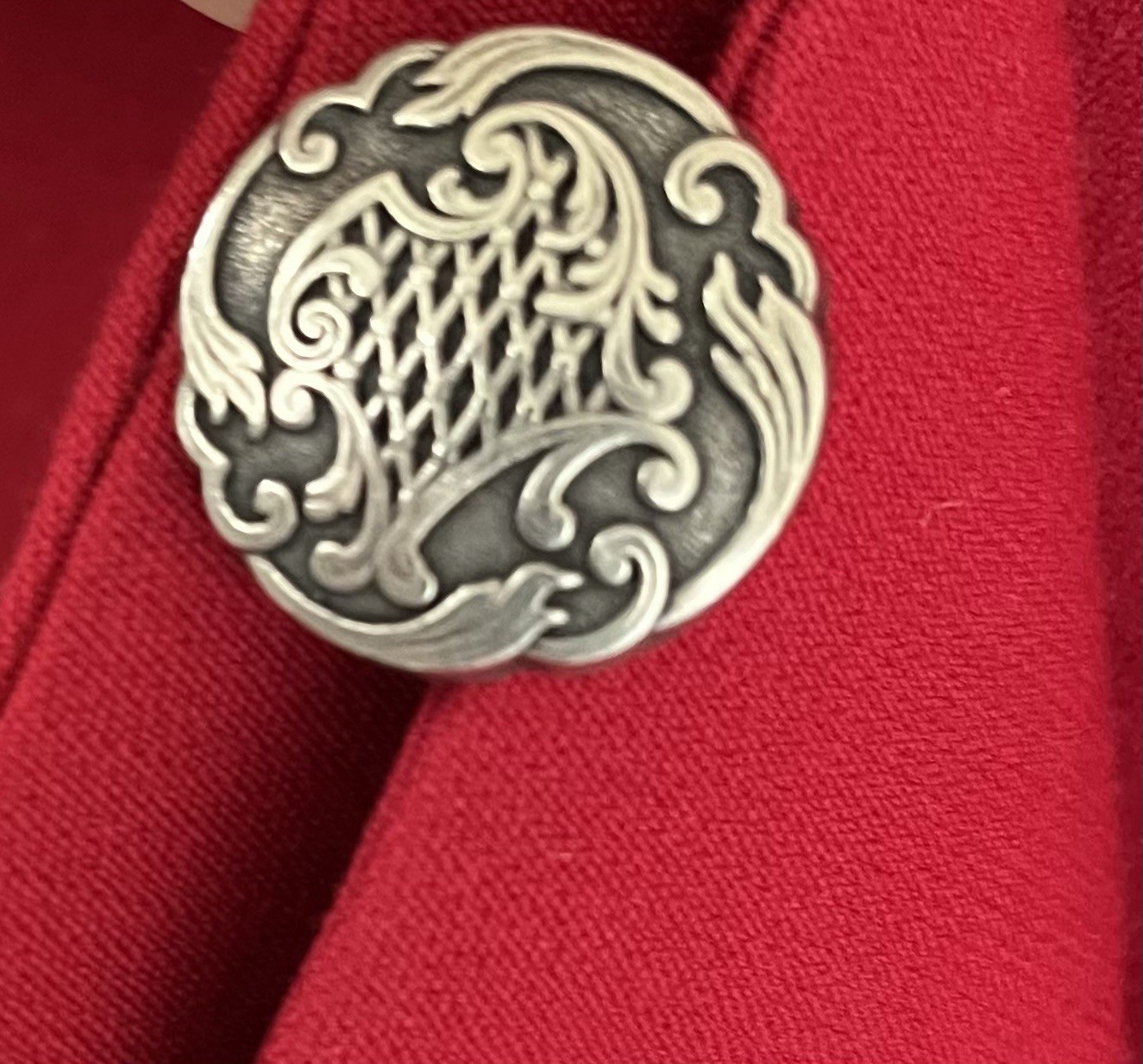 Chloe A/W 1990 Vintage Red Runway Jacket Coat Martine Sitbon Silver Buttons