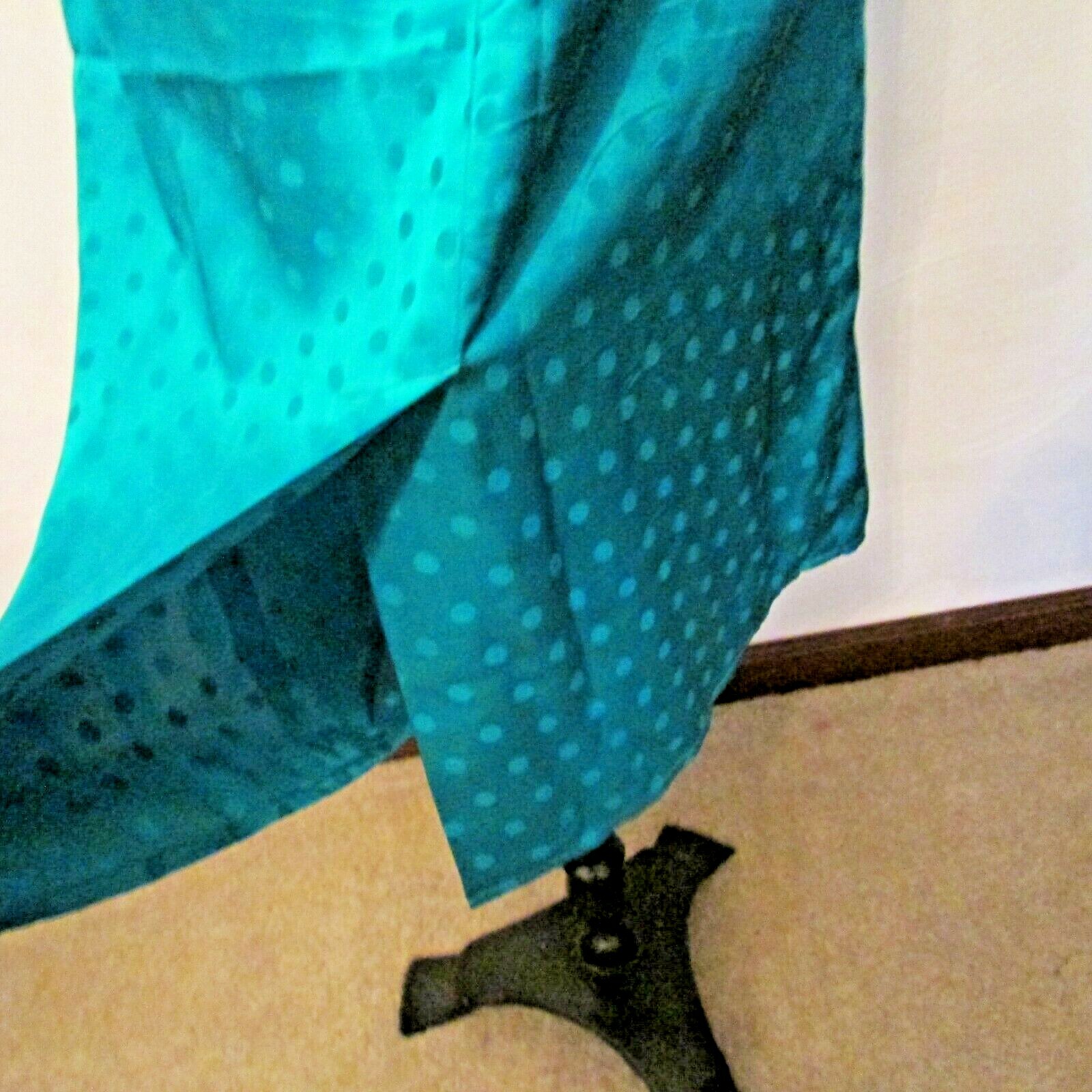 80&rsquo;s John Weitz 100% Silk Polka Dot Emerald Green Dolman Sleeve Shift Dress 8