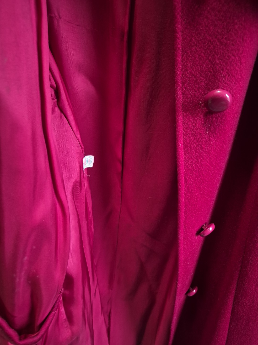 Vtg Forstmann 100% Wool Fur Collar Red Coat Womens No Size Tag Measure READ
