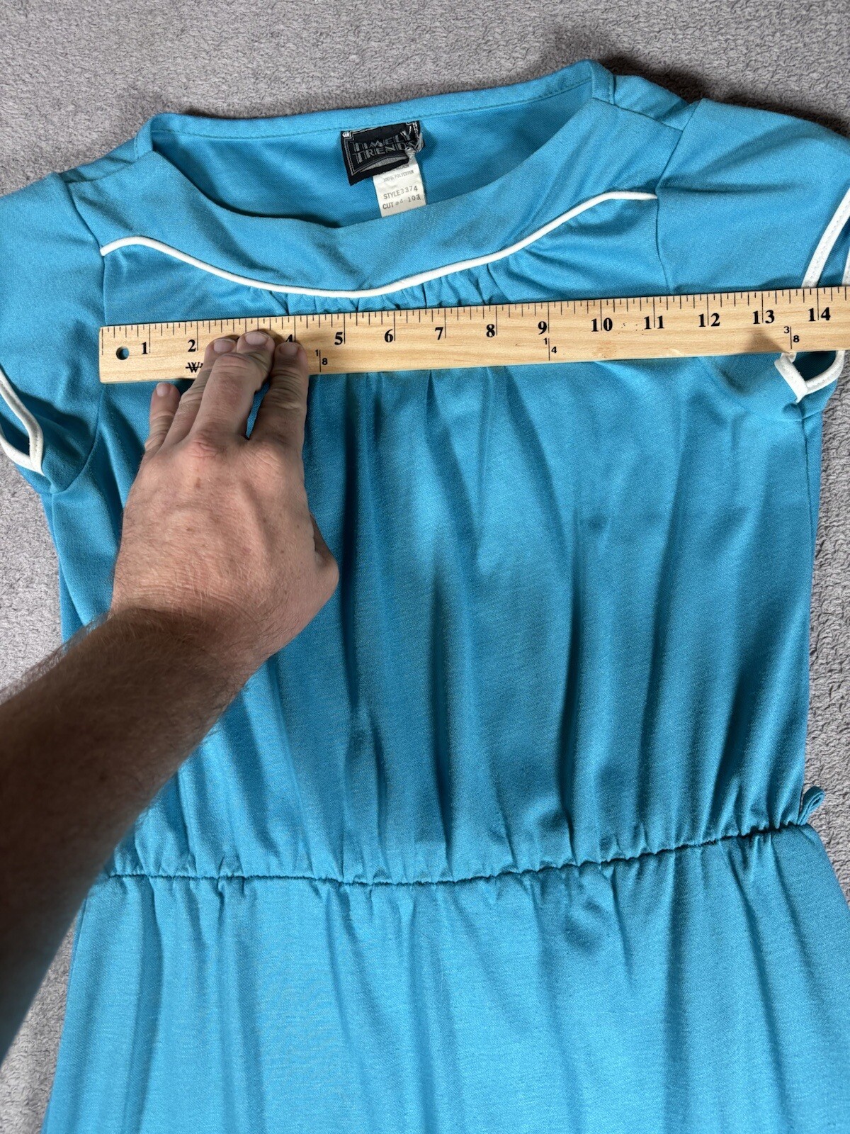 Vintage Timely Trends Dress Basic Short Sleeve Blue Mod/GoGo XS To S 60s Style