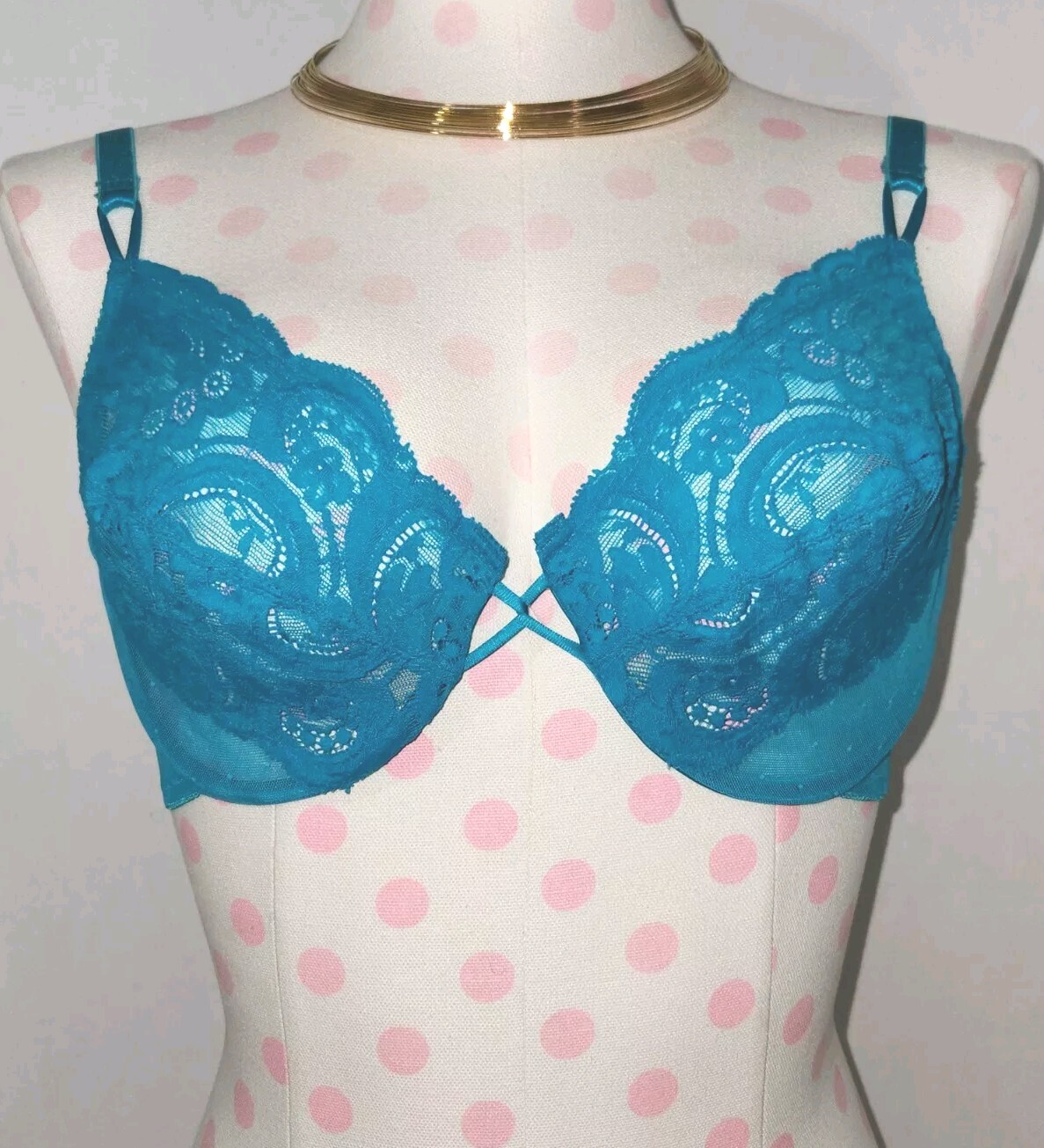 Vintage Victoria&rsquo;s Secret Gold Label CROWN Bra 36C Made in USA- NWT – BLUE 70817