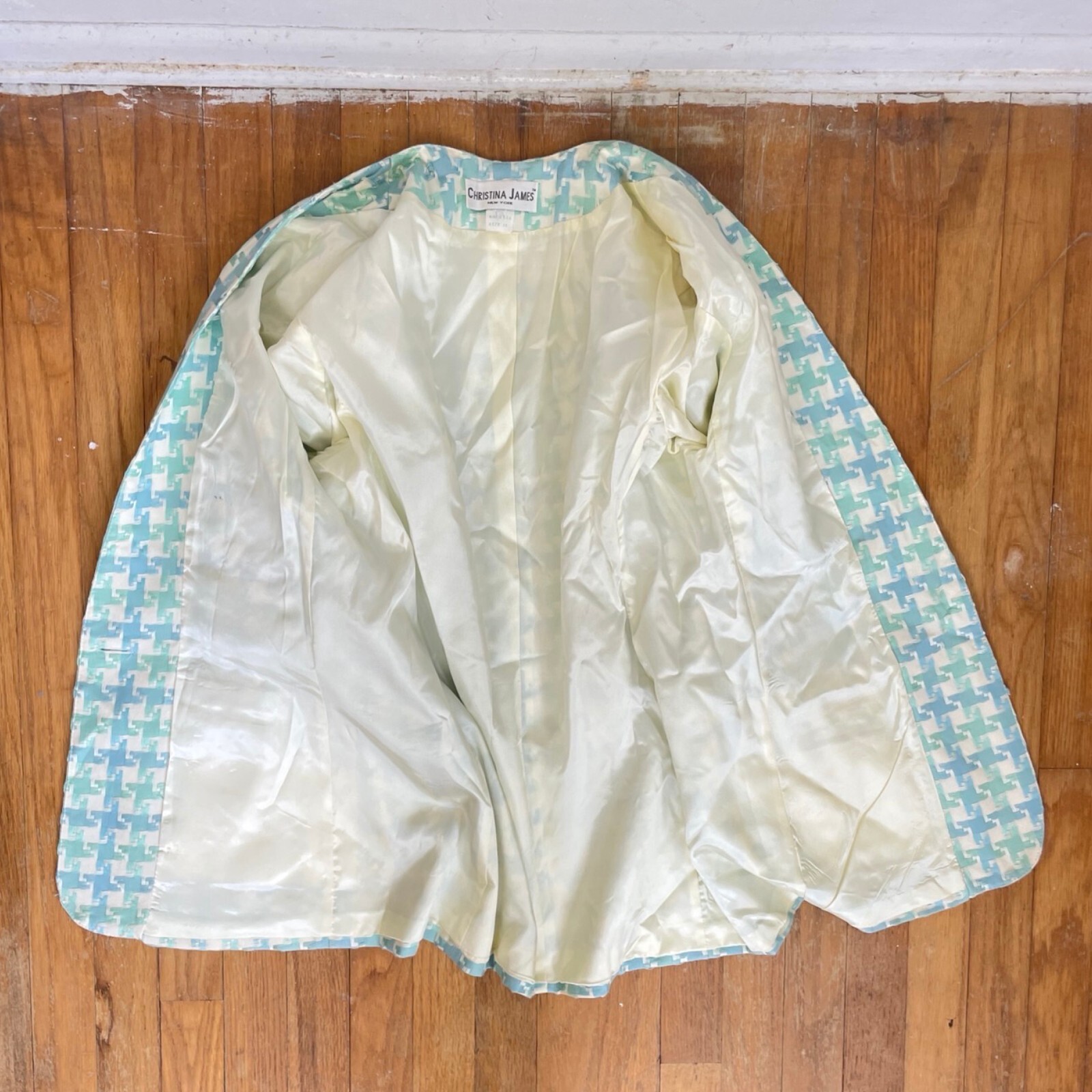 Vintage Woven Houndstooth Blazer Womens Size Large 1980s Sport Coat Suit Jacket