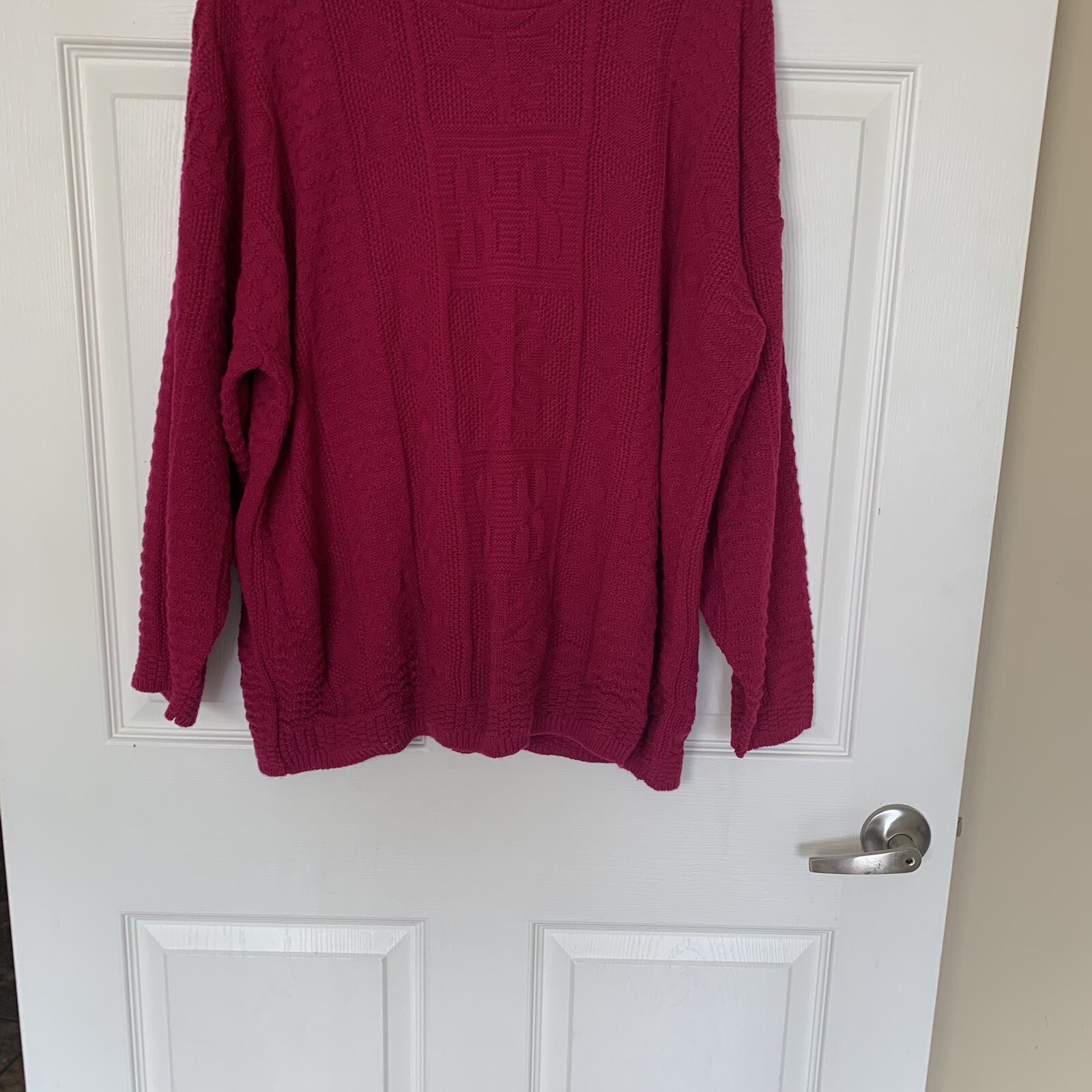 Classic Essentials Plus 22W/42 Fuchsia Pink Knit Acrylic Sweater USA Vintage