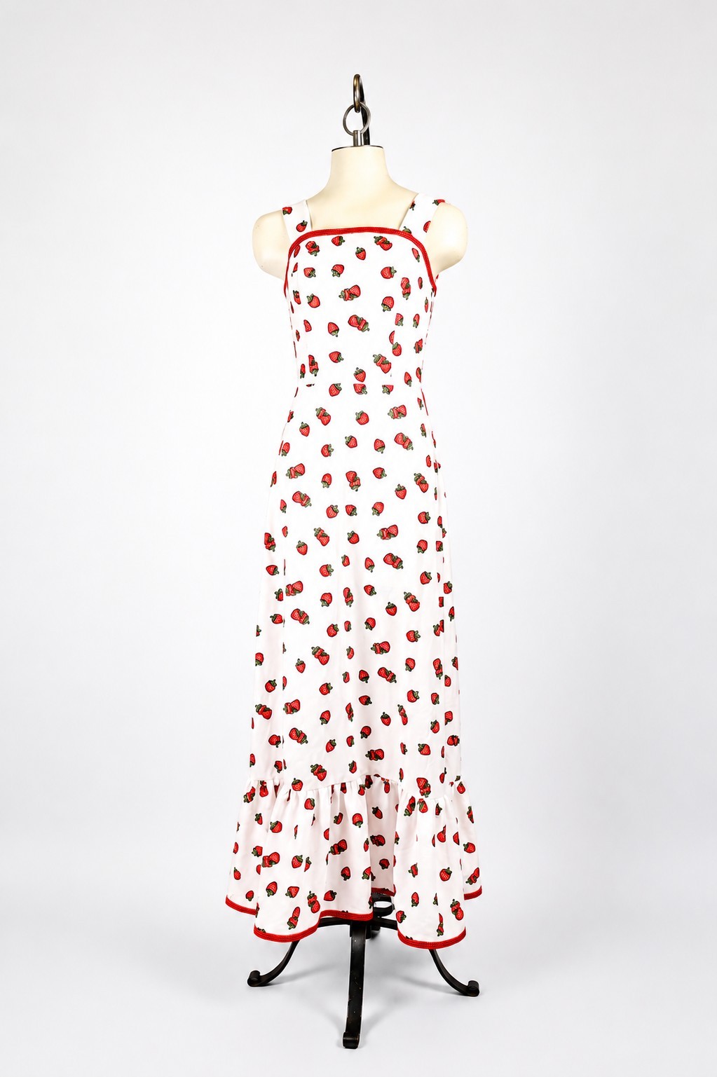 Vintage 1970s Melissa Lane Strawberry Maxi Dress Cottagecore Summer