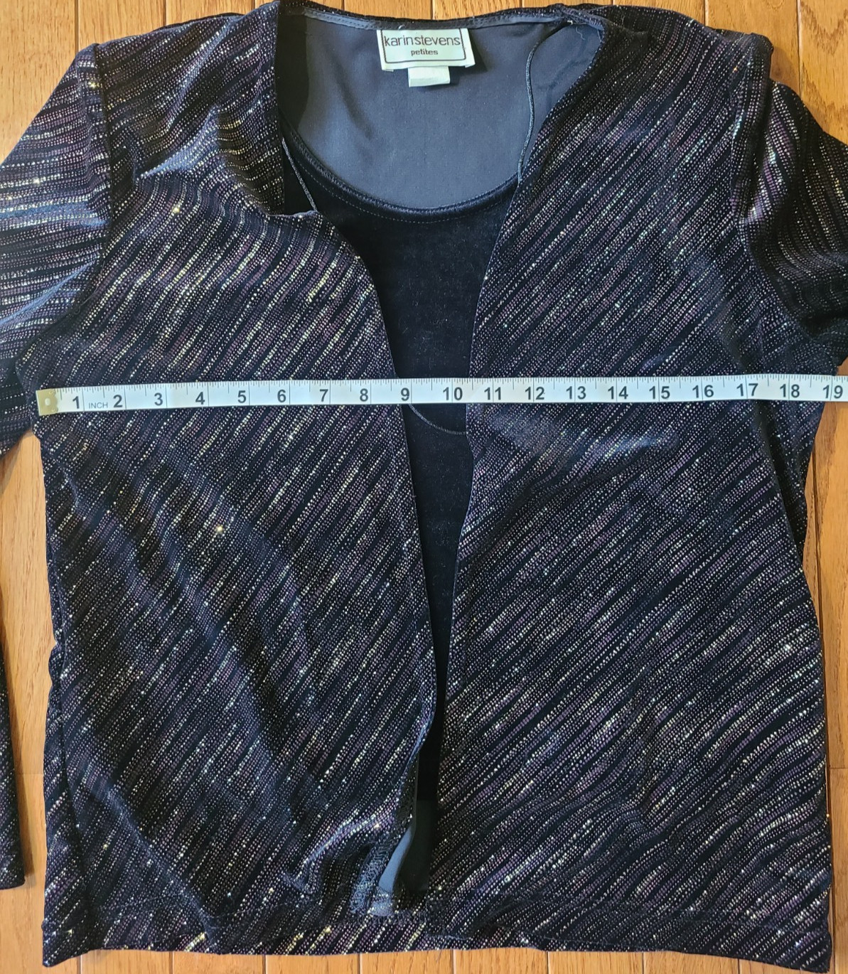 VTG Karin Stevens Glitter Disco Jacket W/ Velvet Top & Necklace Sz 6P 80&rsquo;s 90s